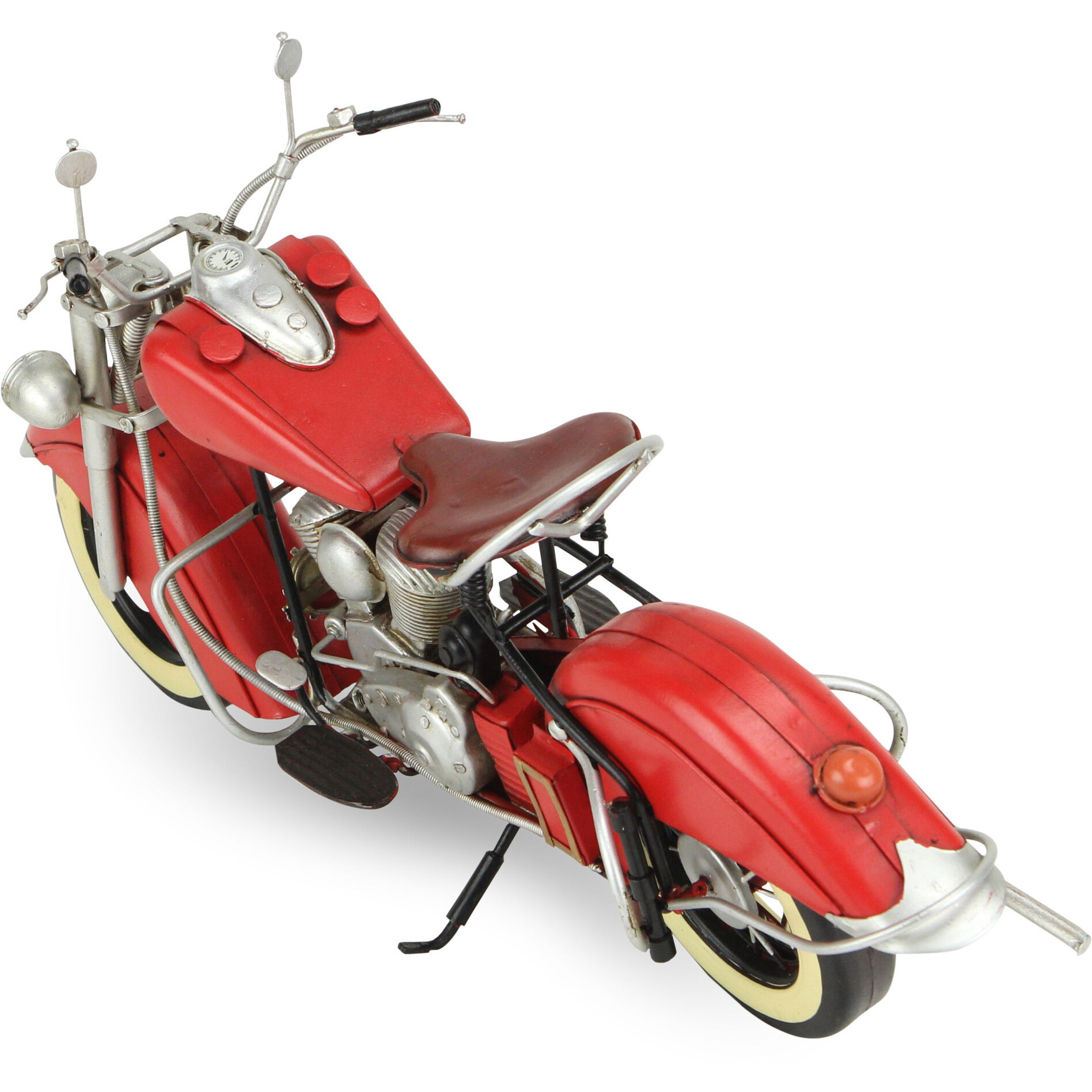8" Red and Silver Metal Hand Painted Model Motorcycle
