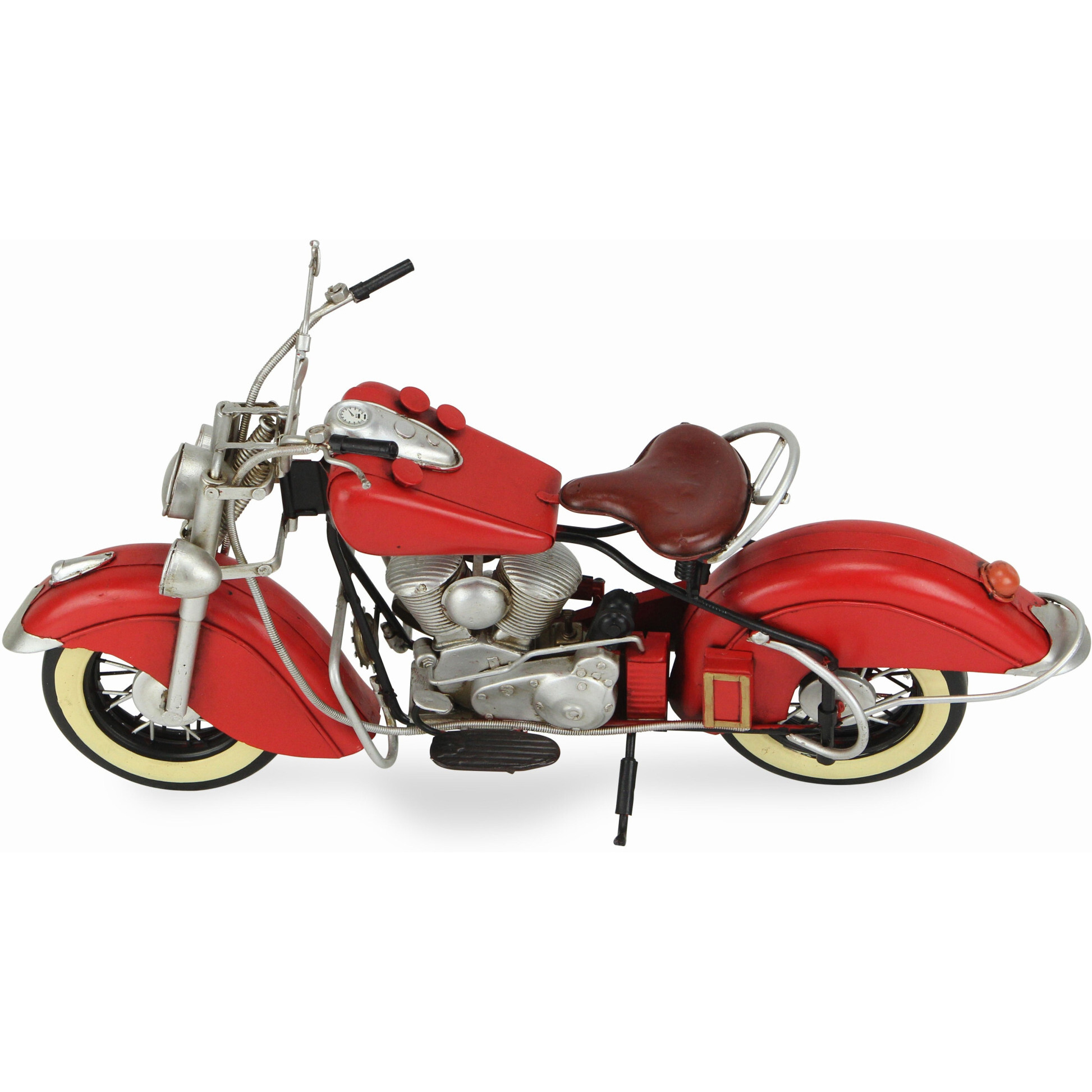 8" Red and Silver Metal Hand Painted Model Motorcycle