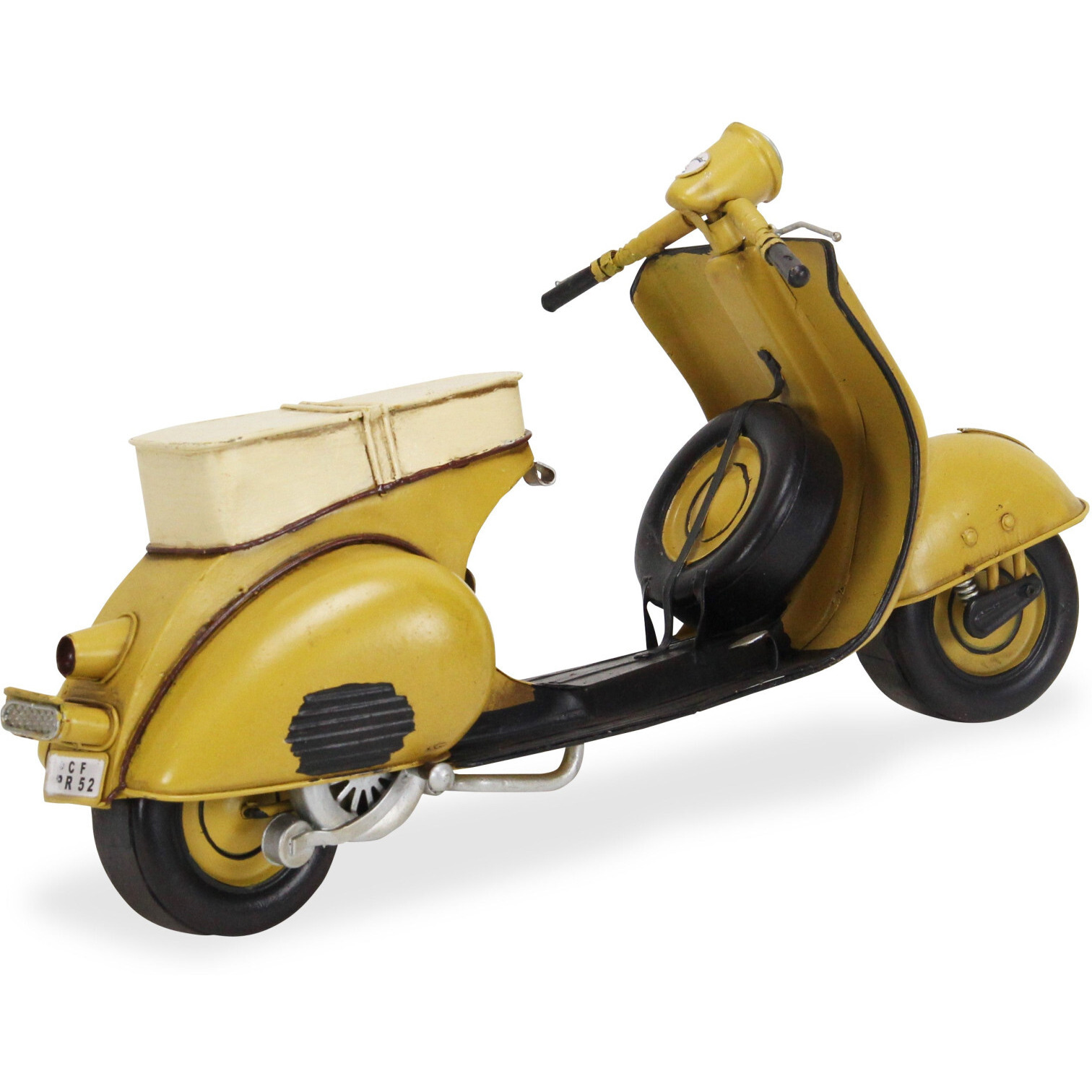 9" Yellow and Black Metal Hand Painted 1959 Yellow Scooter Model Motorcycle