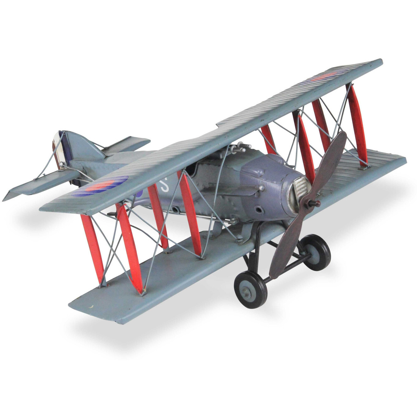 5" Red and Gray Metal Hand Painted 1916 Gray Bristol F28 Fighter Plane Model Airplane