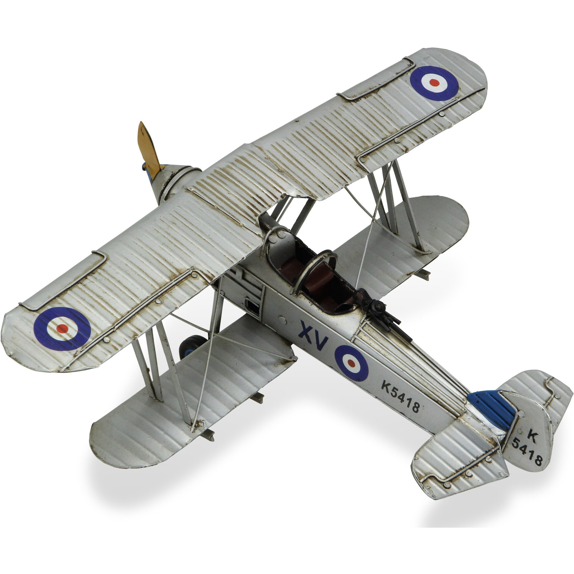 5" Blue and Gray Metal Hand Painted Model Airplane