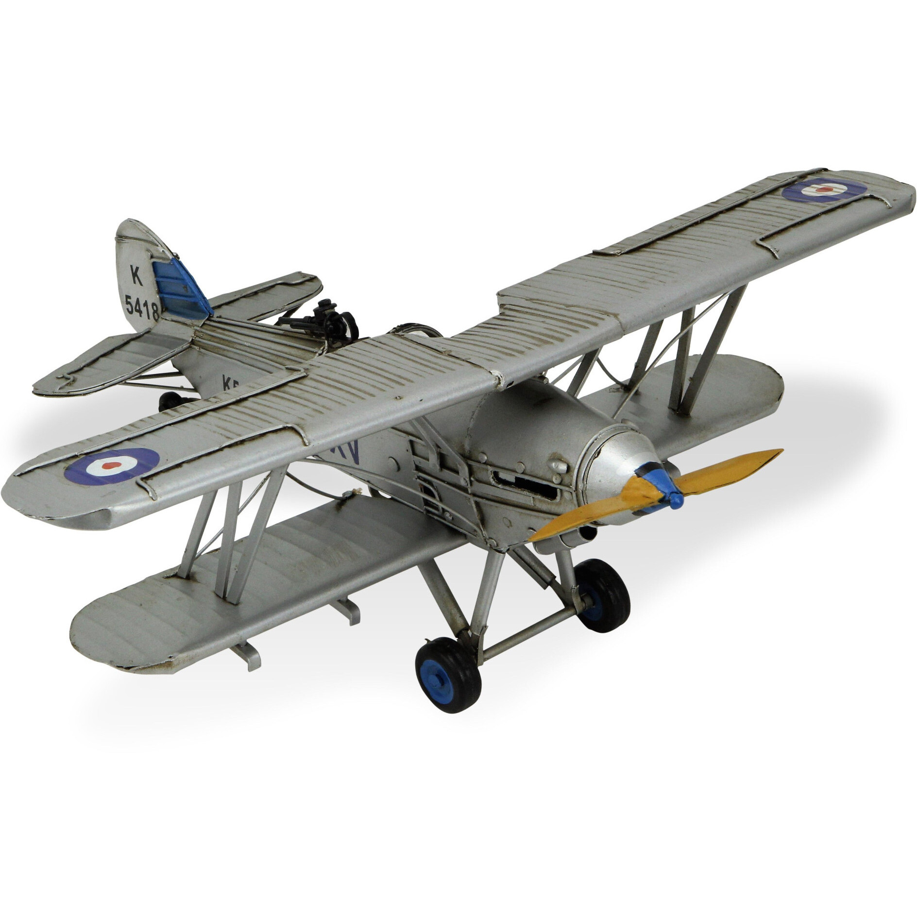 5" Blue and Gray Metal Hand Painted Model Airplane