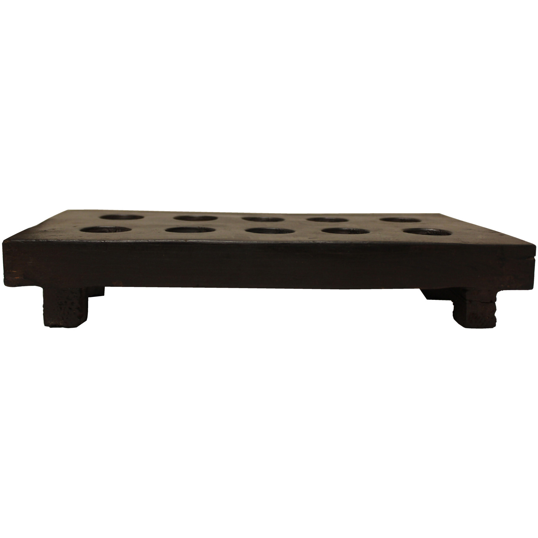 8" Brown Solid Wood Tabletop Taper Candle Holder