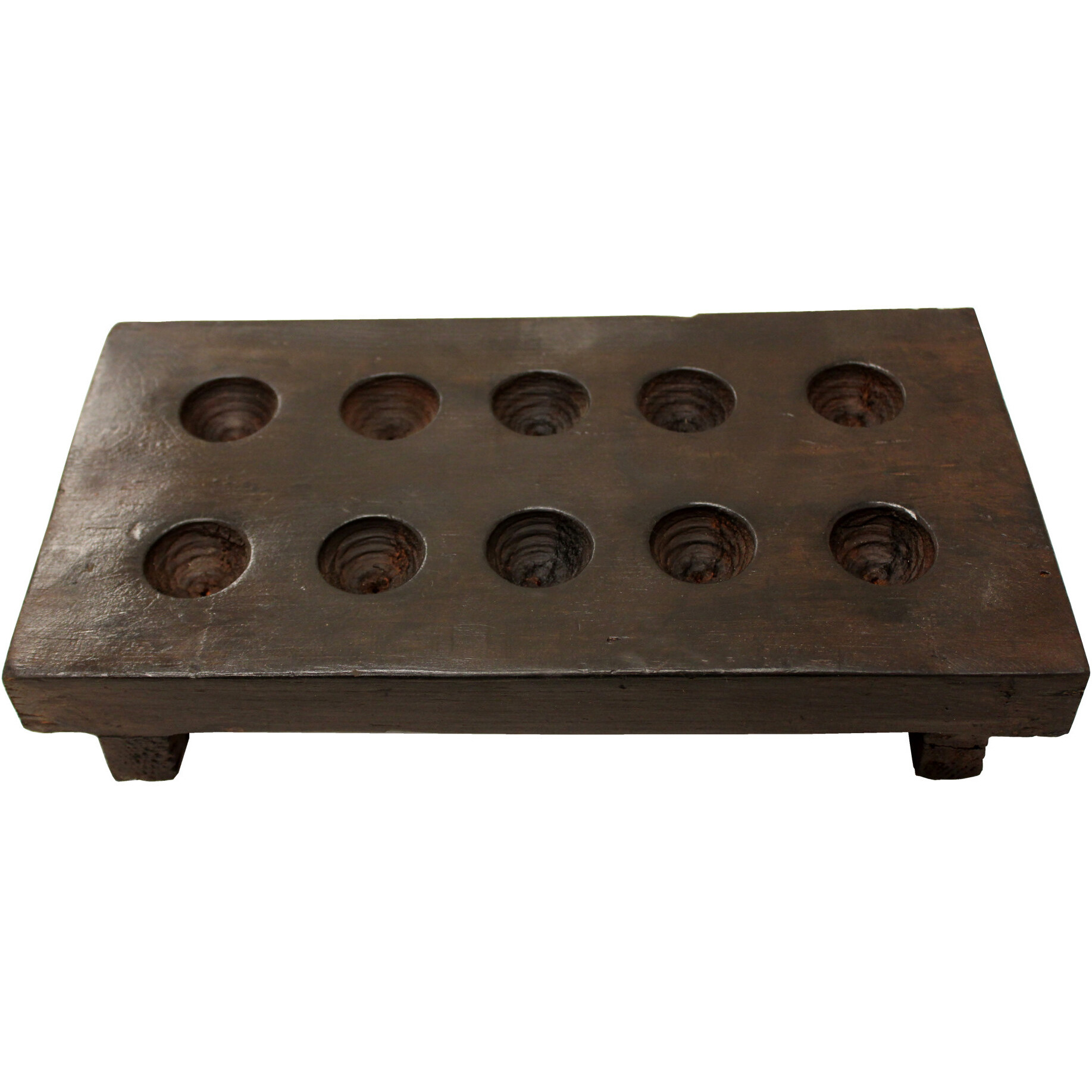 8" Brown Solid Wood Tabletop Taper Candle Holder