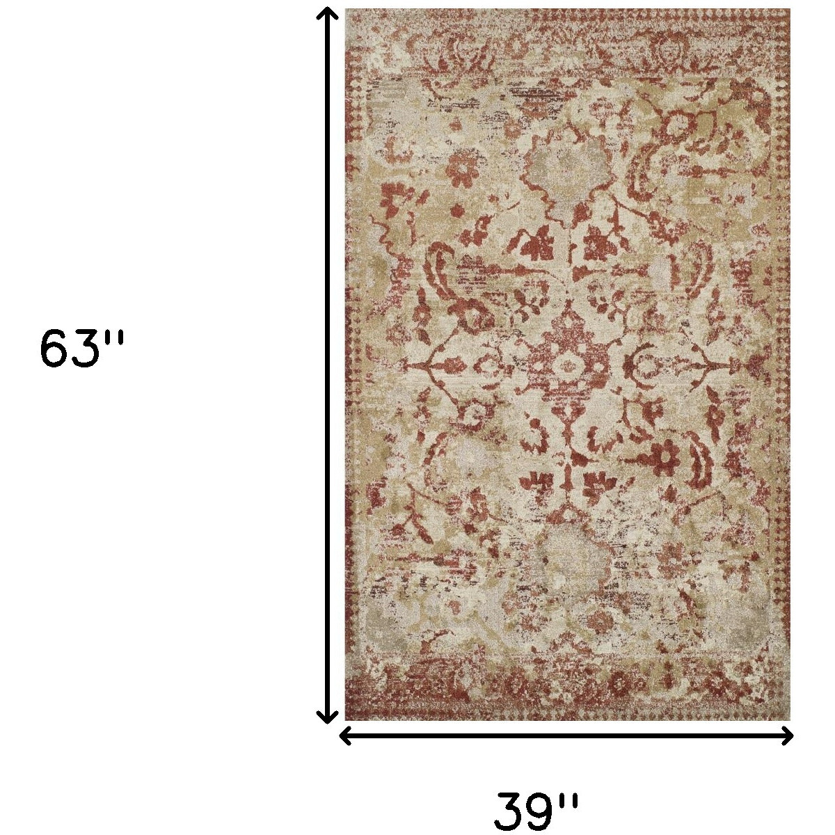 3' X 5' Red and Beige Oriental Area Rug