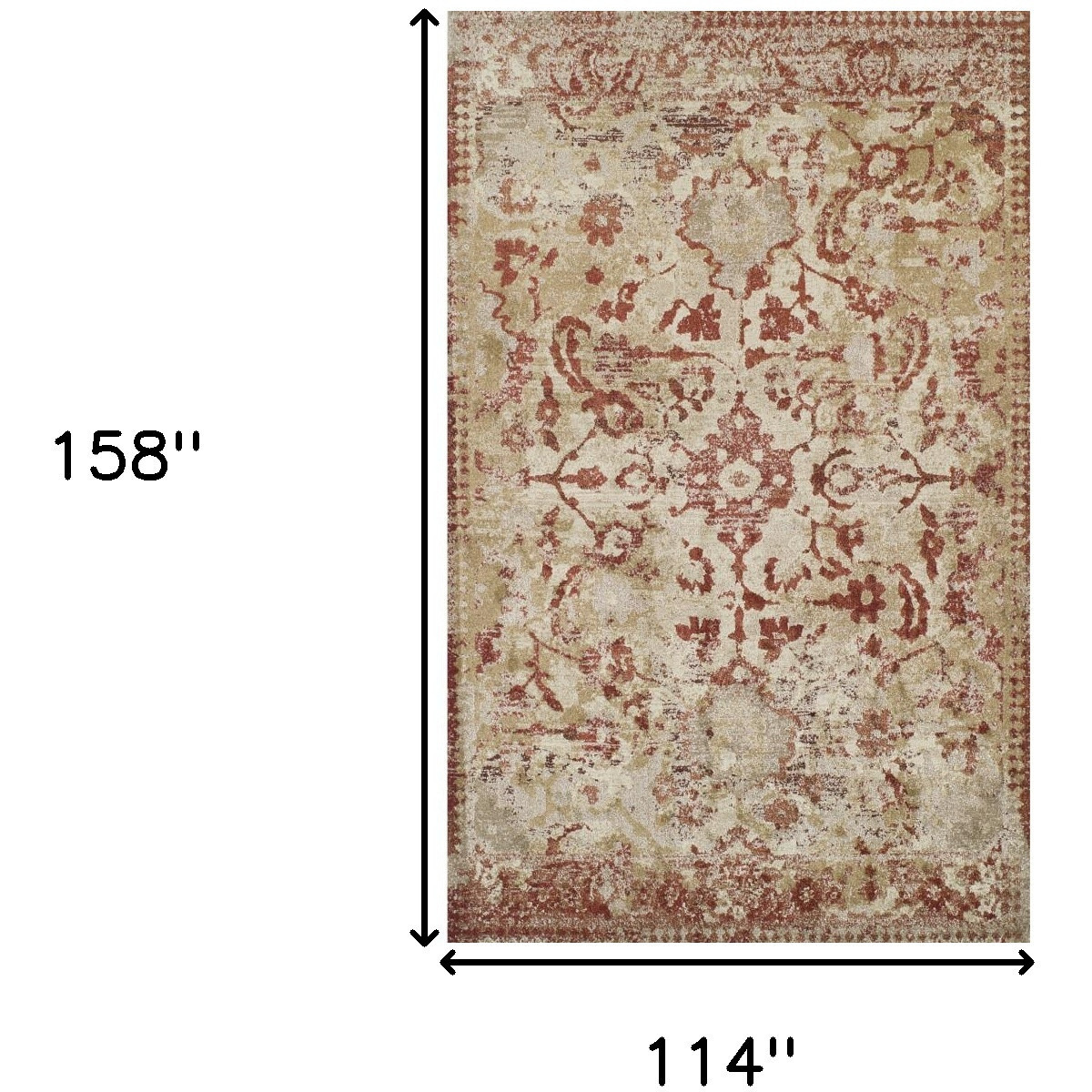 10' X 13' Red and Beige Oriental Area Rug