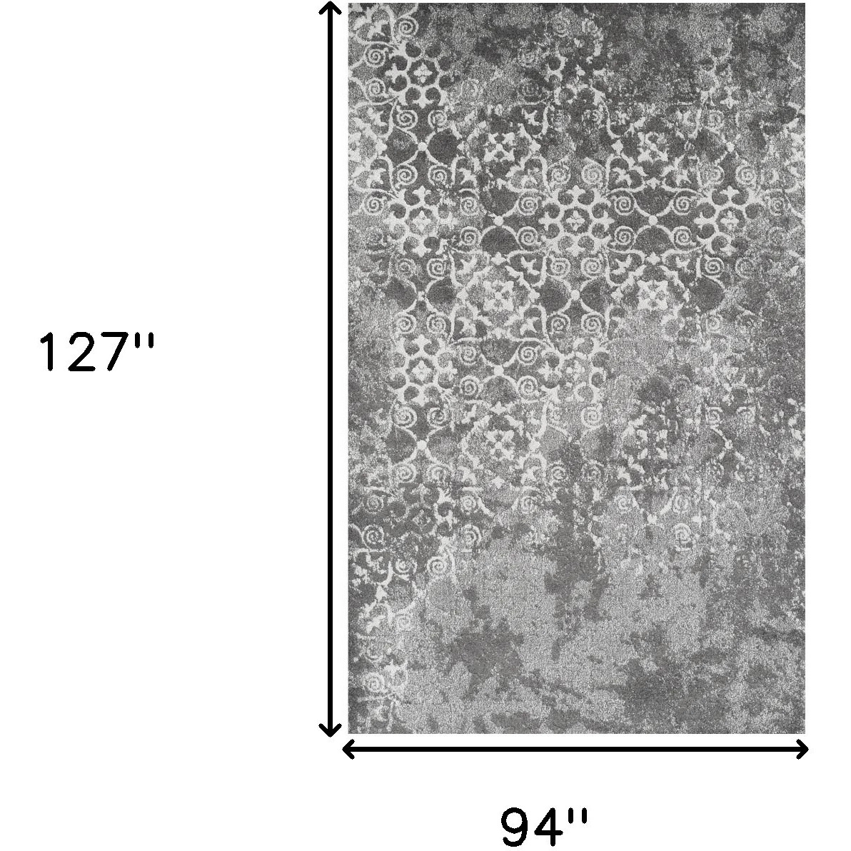 8' X 11' Gray and Ivory Oriental Distressed Area Rug