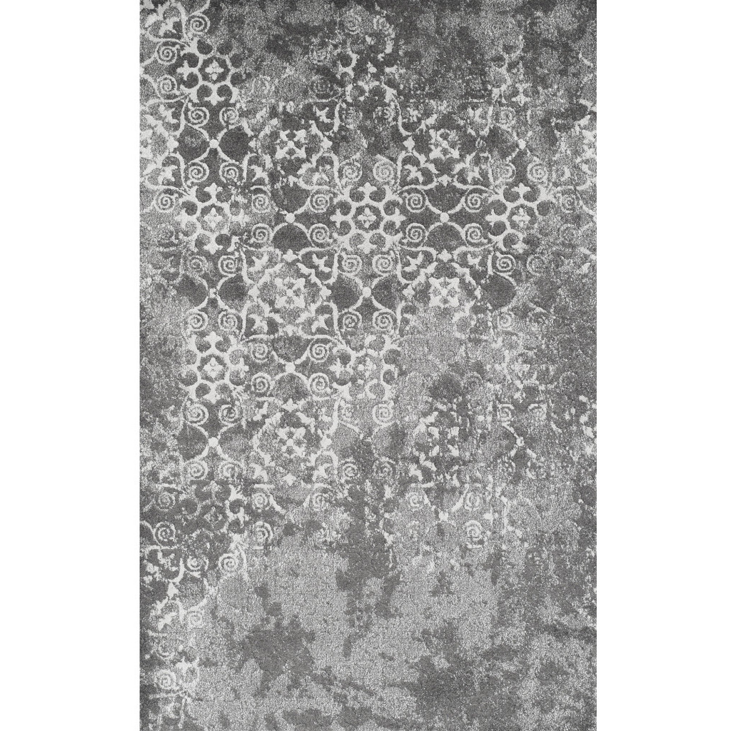 8' X 11' Gray and Ivory Oriental Distressed Area Rug