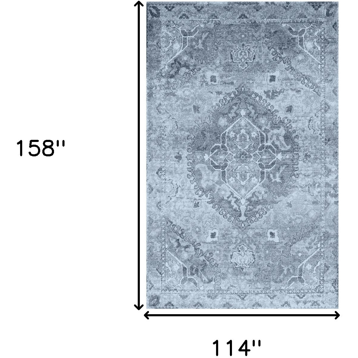 10' X 13' Blue and Ivory Oriental Area Rug