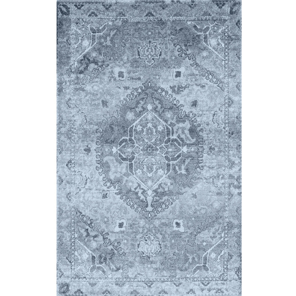 10' X 13' Blue and Ivory Oriental Area Rug