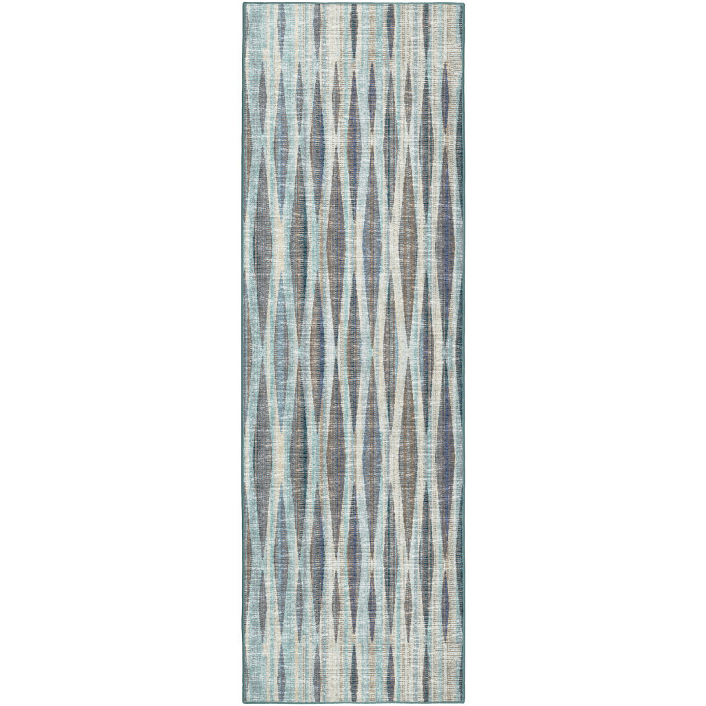 12' Blue and Ivory Ombre Hand Tufted Runner Rug