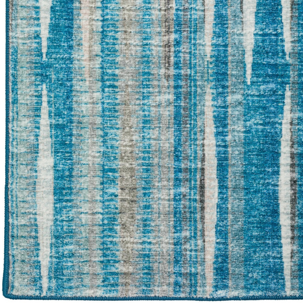 12' Blue and Ivory Ombre Hand Tufted Runner Rug