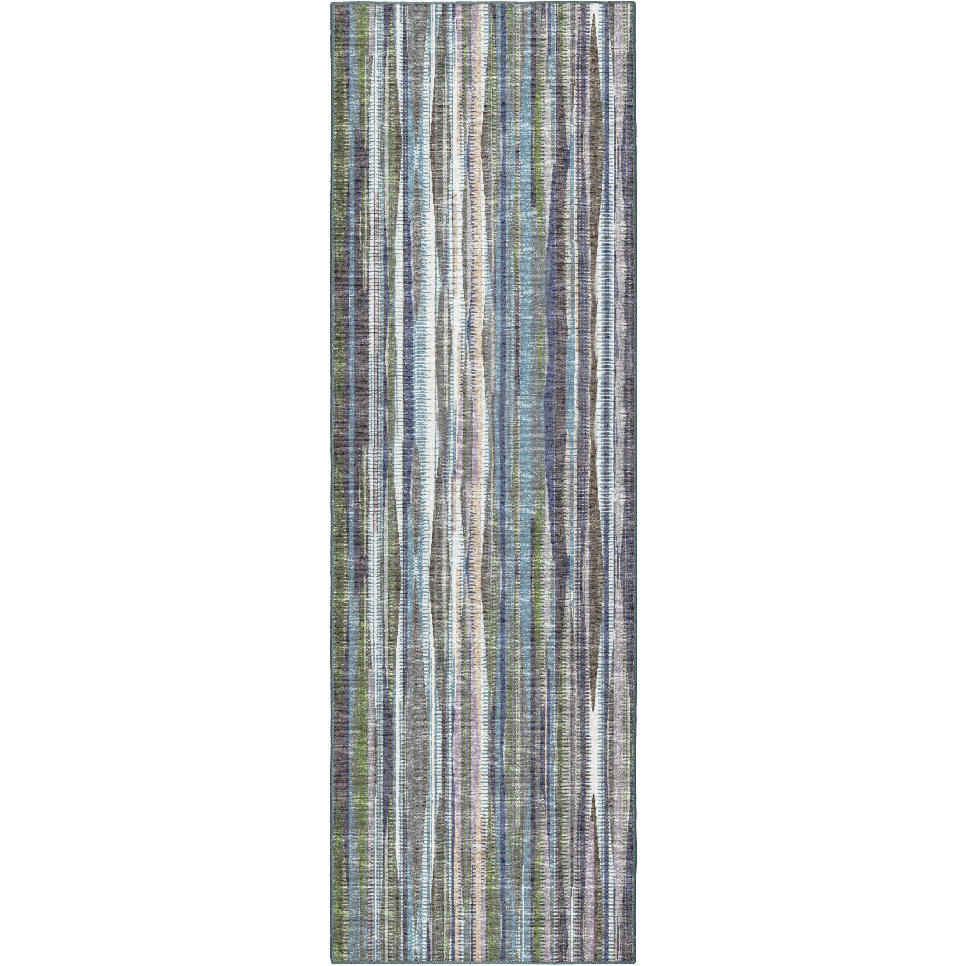 12' Blue and Ivory Ombre Hand Tufted Runner Rug
