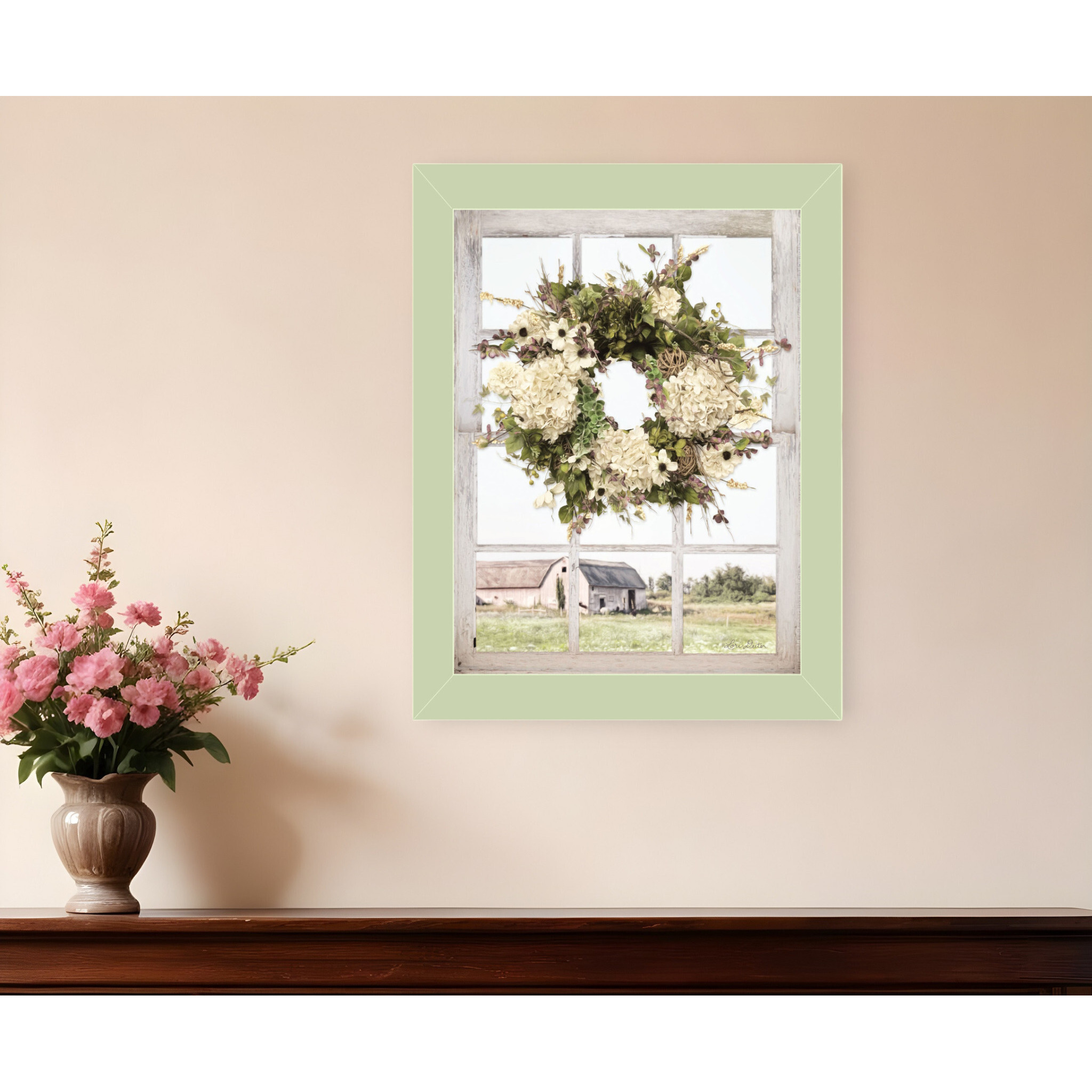 Pleasant View Light Green Framed Print Wall Art