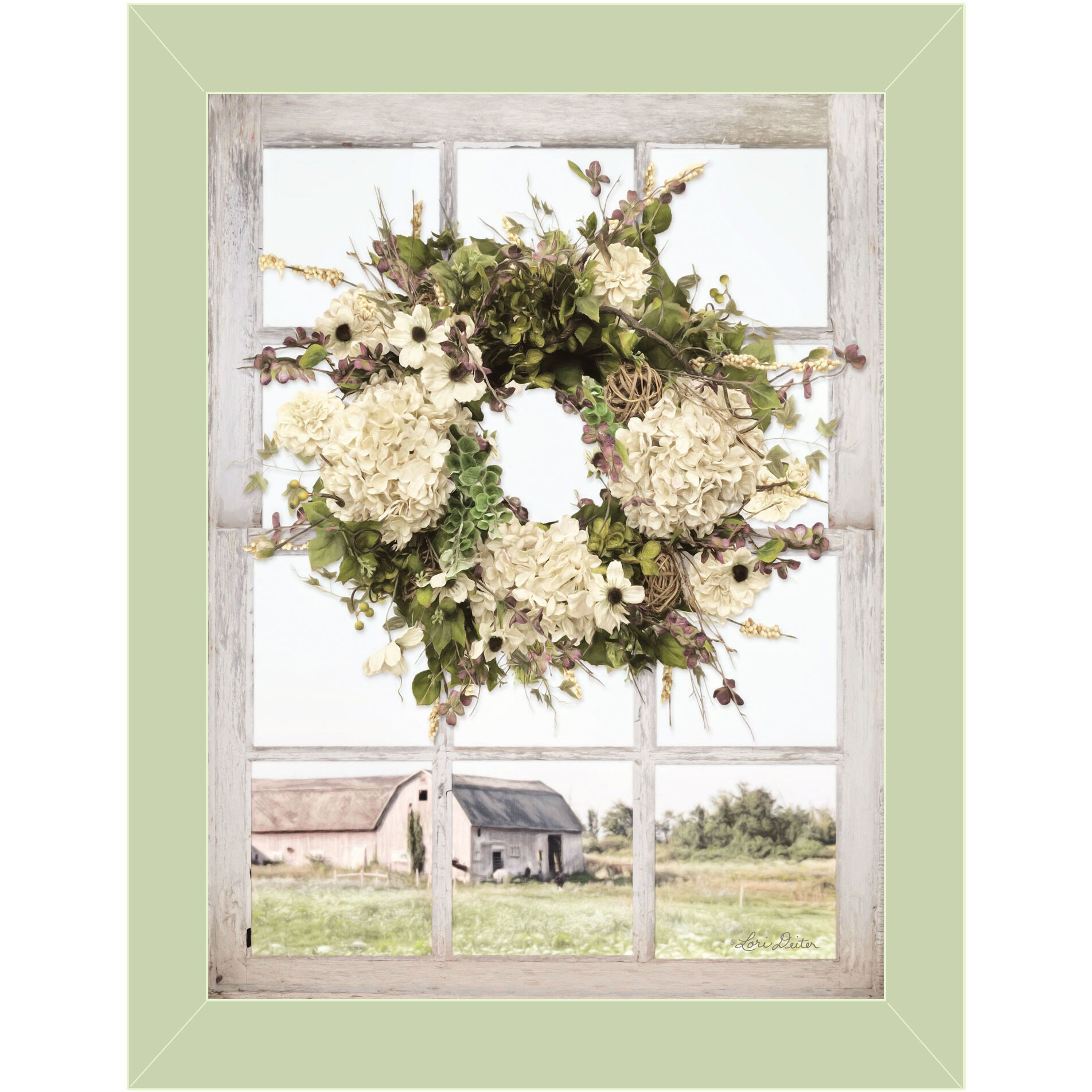 Pleasant View Light Green Framed Print Wall Art