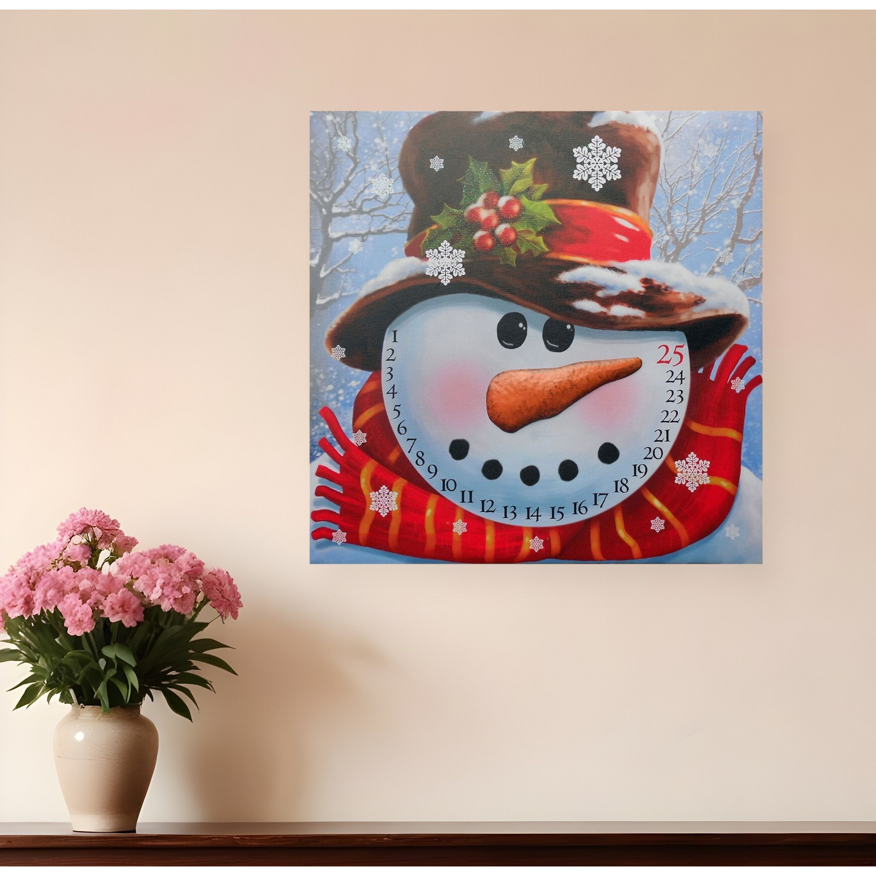 Count Down to Christmas Snowman Canvas Wrapped Canvas Print Wall Art