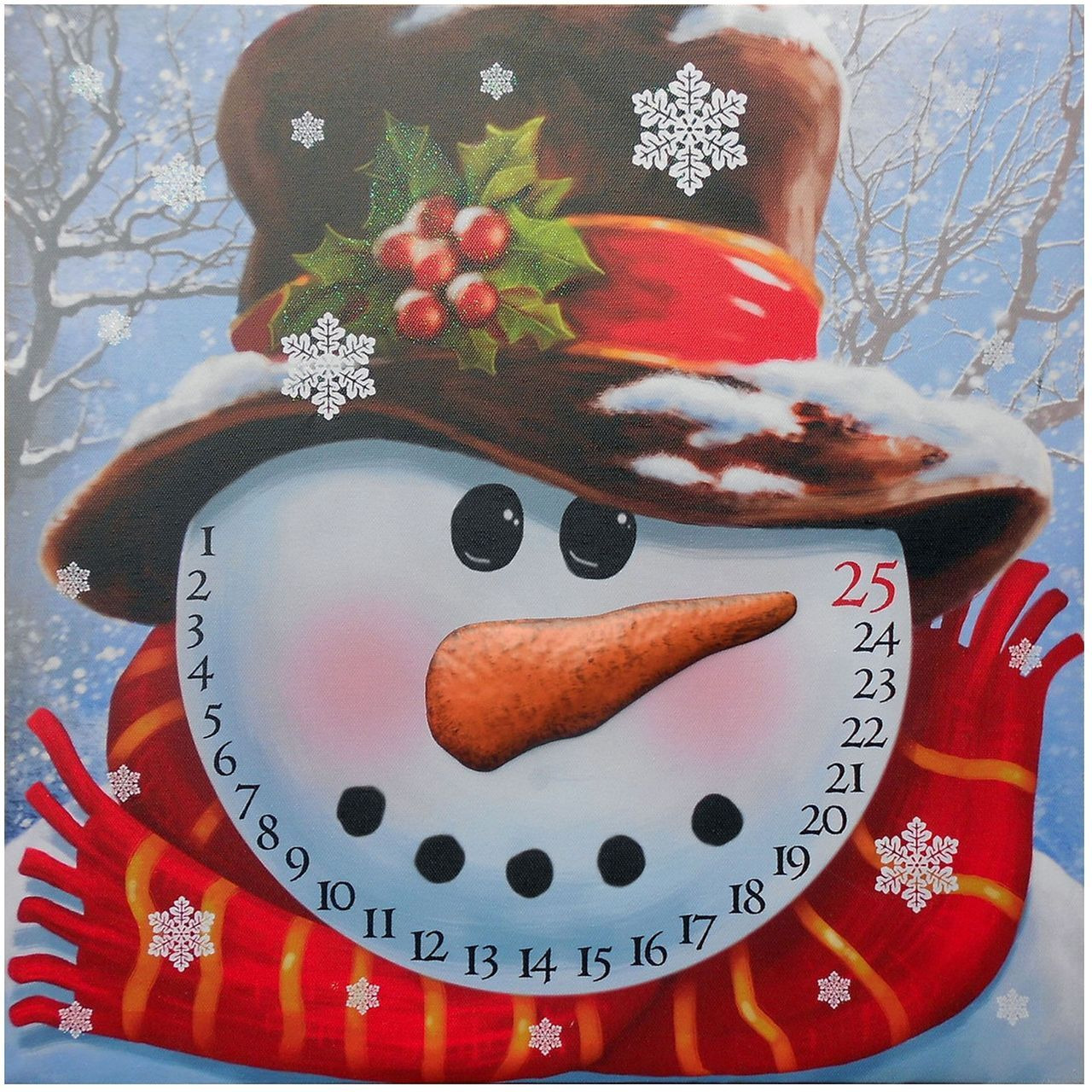 Count Down to Christmas Snowman Canvas Wrapped Canvas Print Wall Art