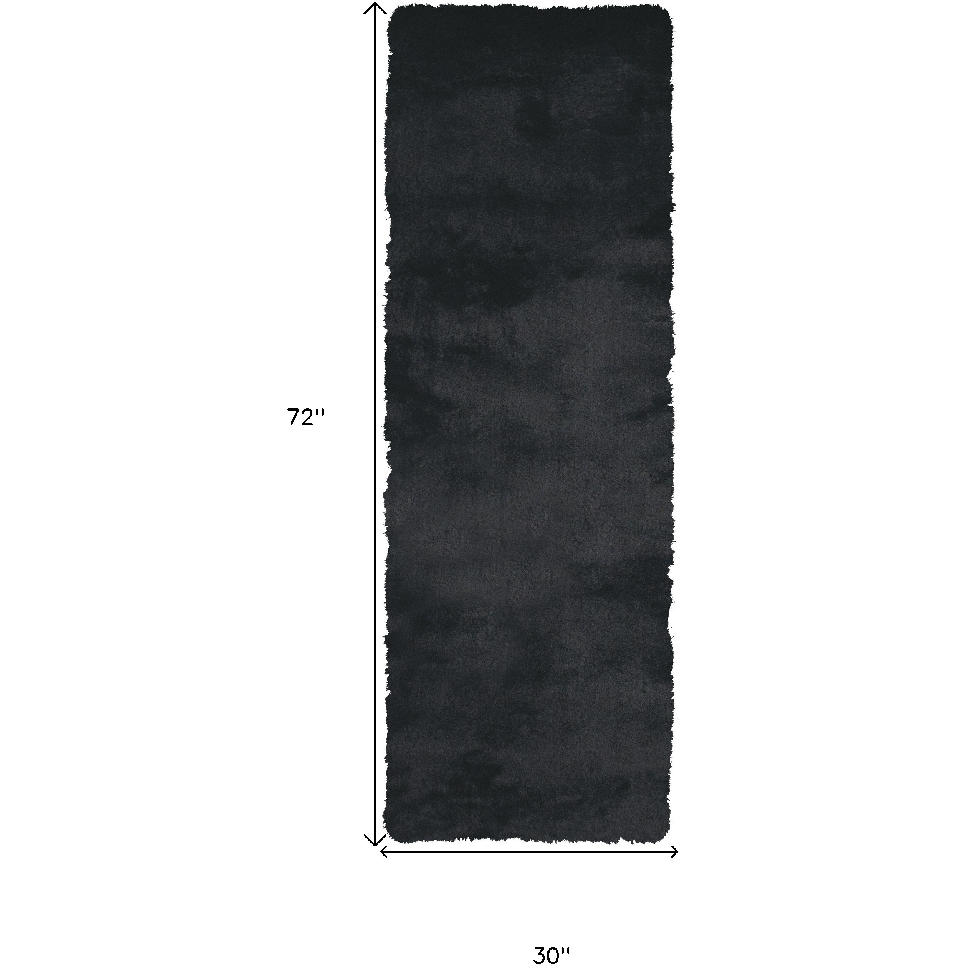 6' Runner Black Shag Hand Tufted Runner Rug