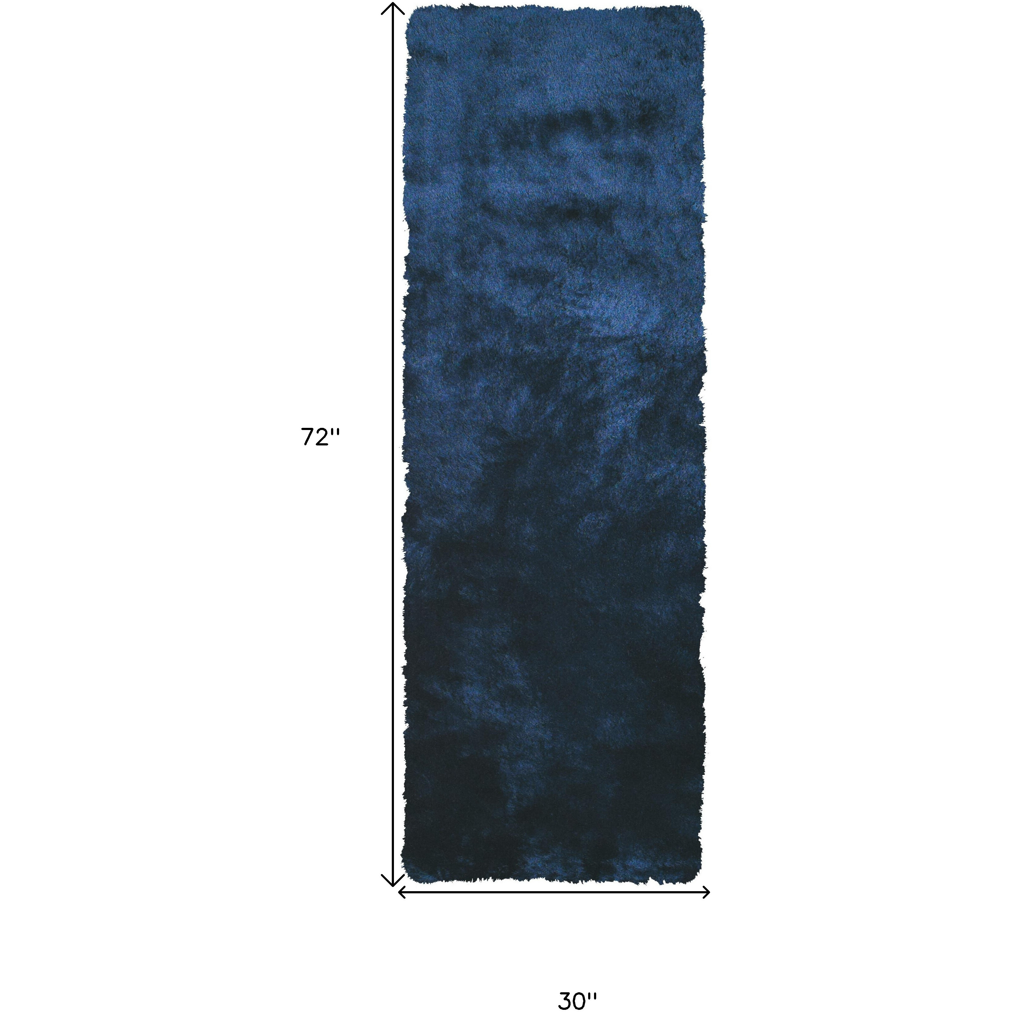 6' Runner Blue and Black Shag Hand Tufted Runner Rug
