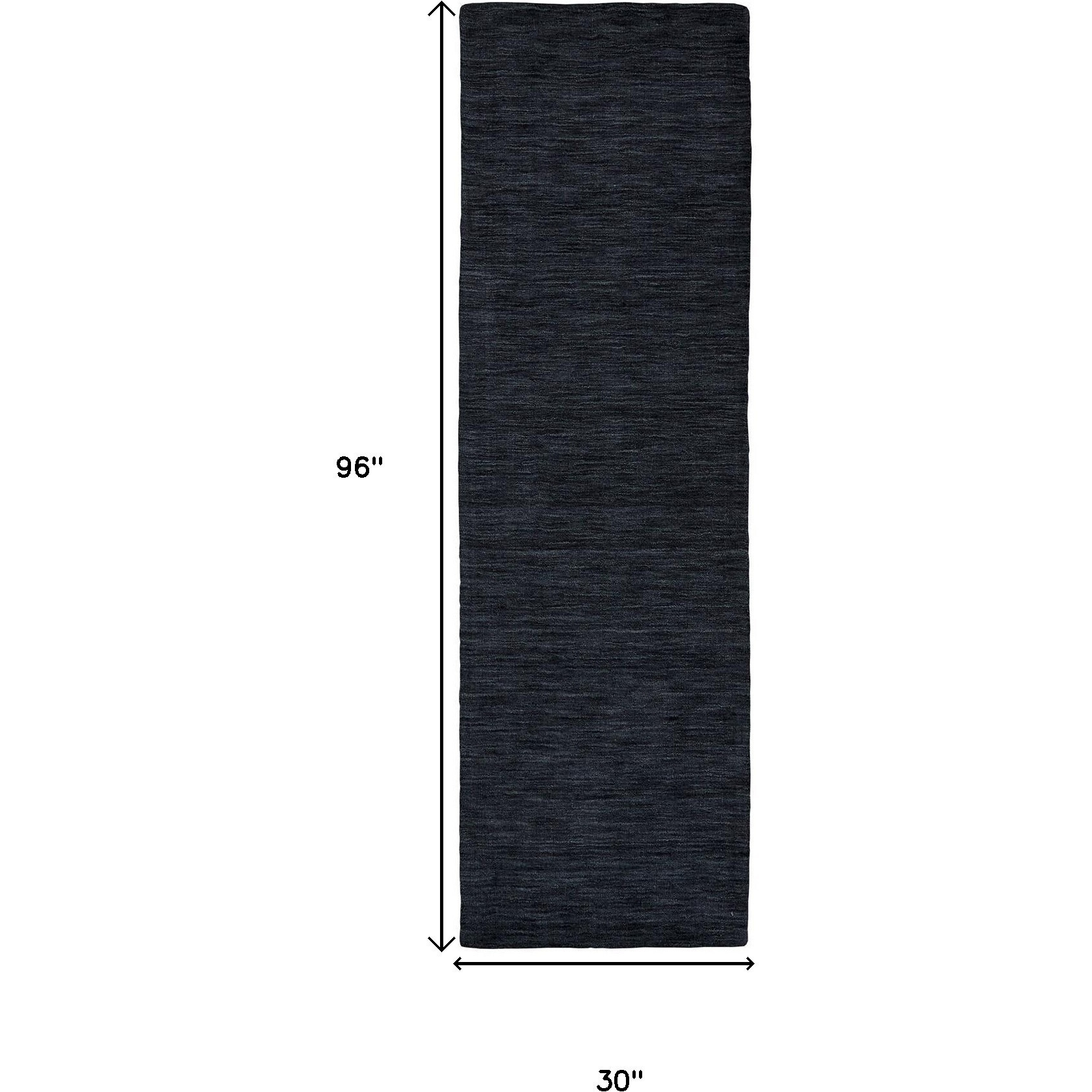 8' Runner Black Hand Woven Runner Rug
