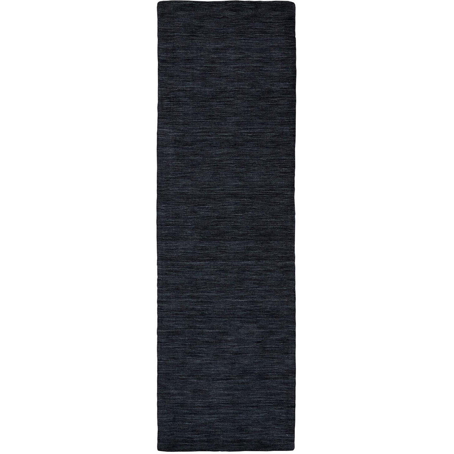 8' Runner Black Hand Woven Runner Rug