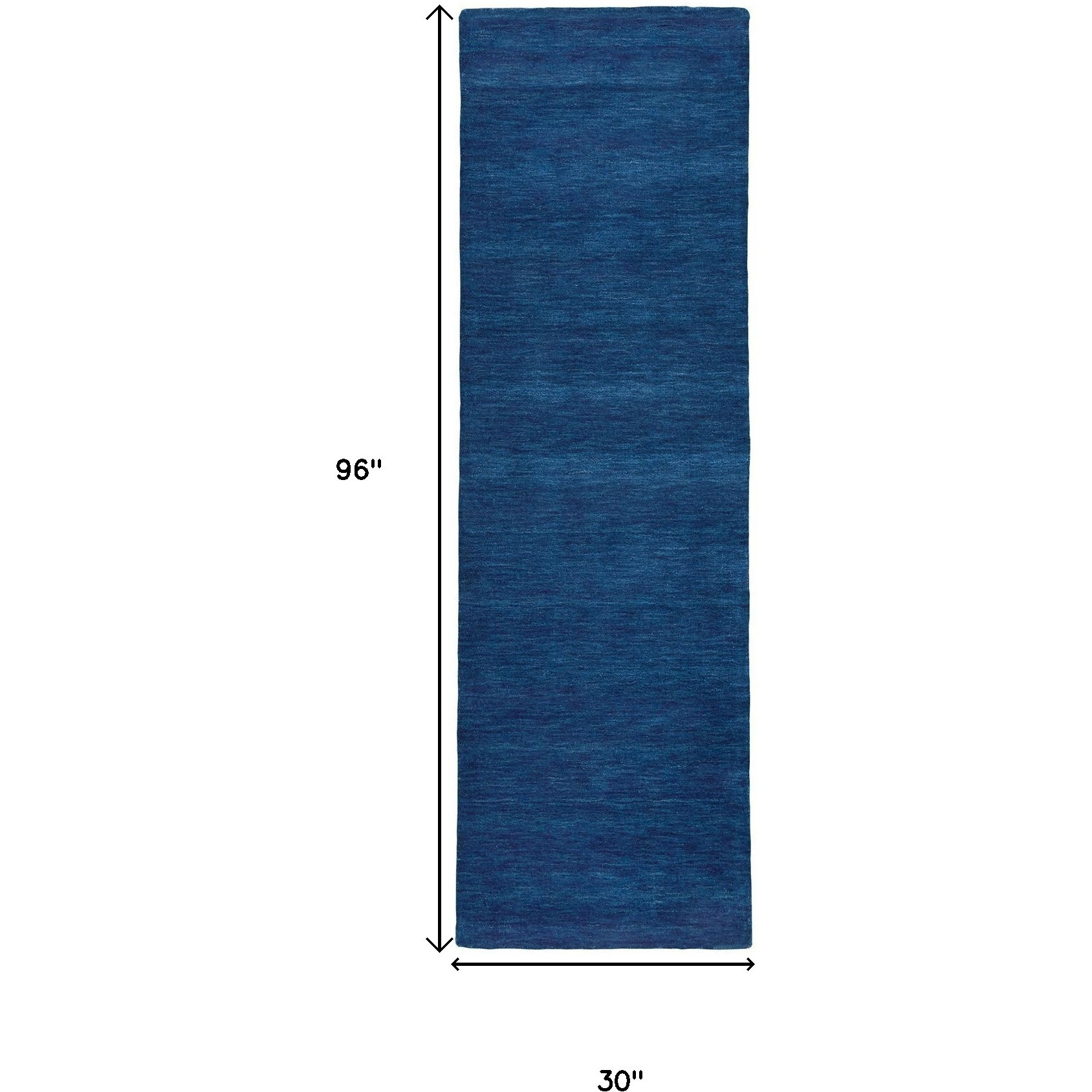 8' Runner Blue Hand Woven Runner Rug