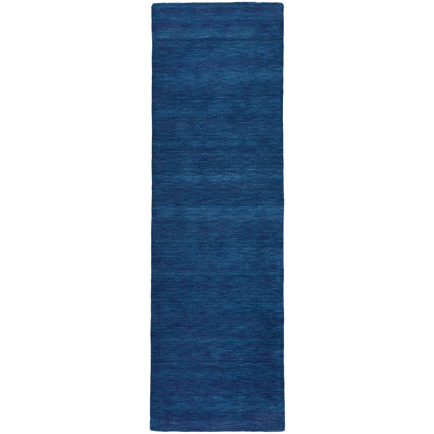 8' Runner Blue Hand Woven Runner Rug