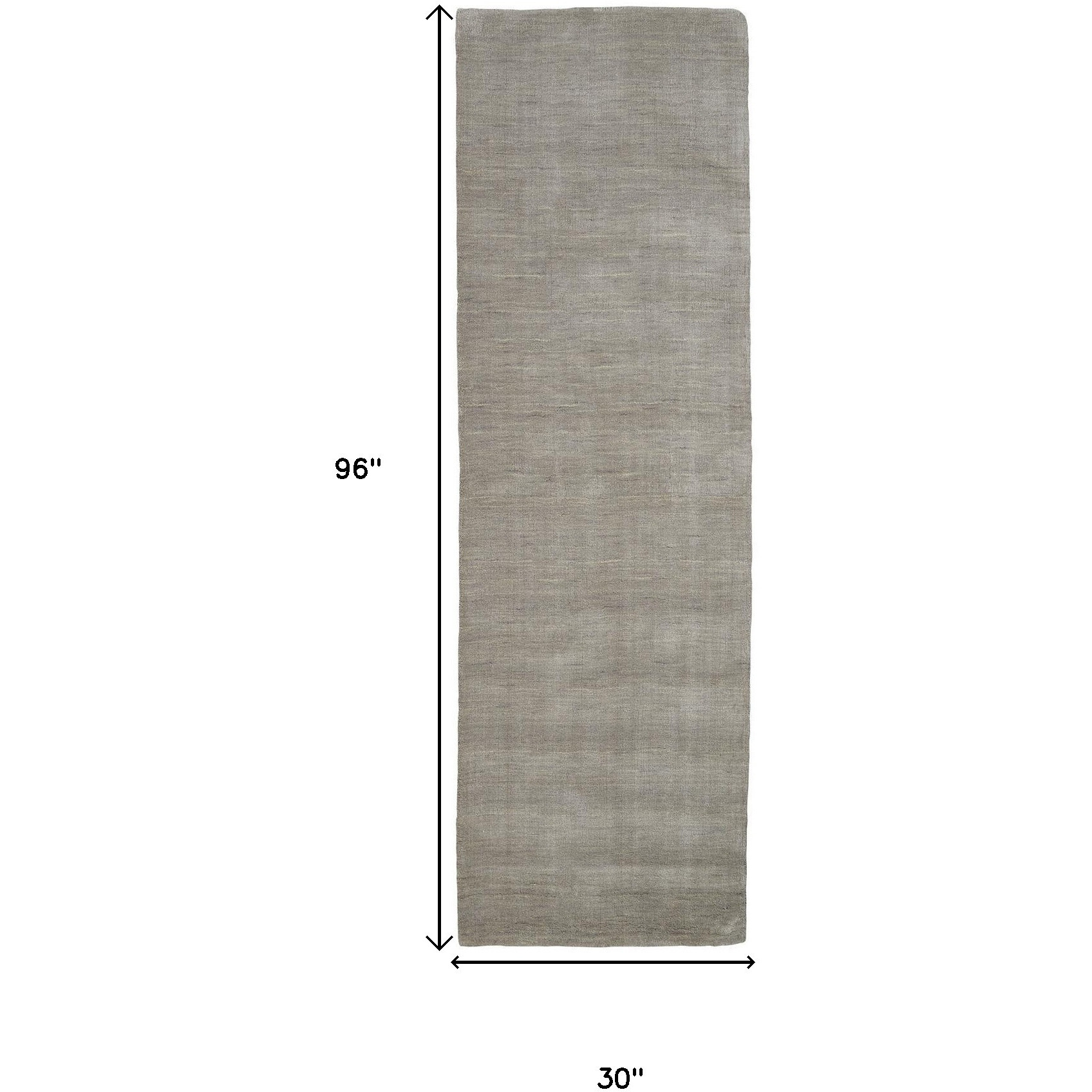 8' Runner Gray and Ivory Shag Hand Woven Runner Rug