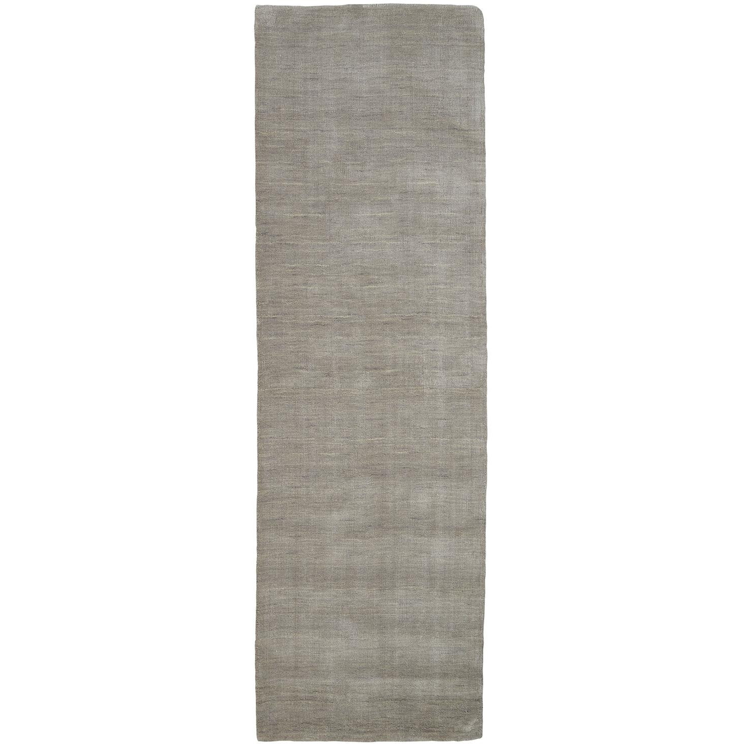 8' Runner Gray and Ivory Shag Hand Woven Runner Rug