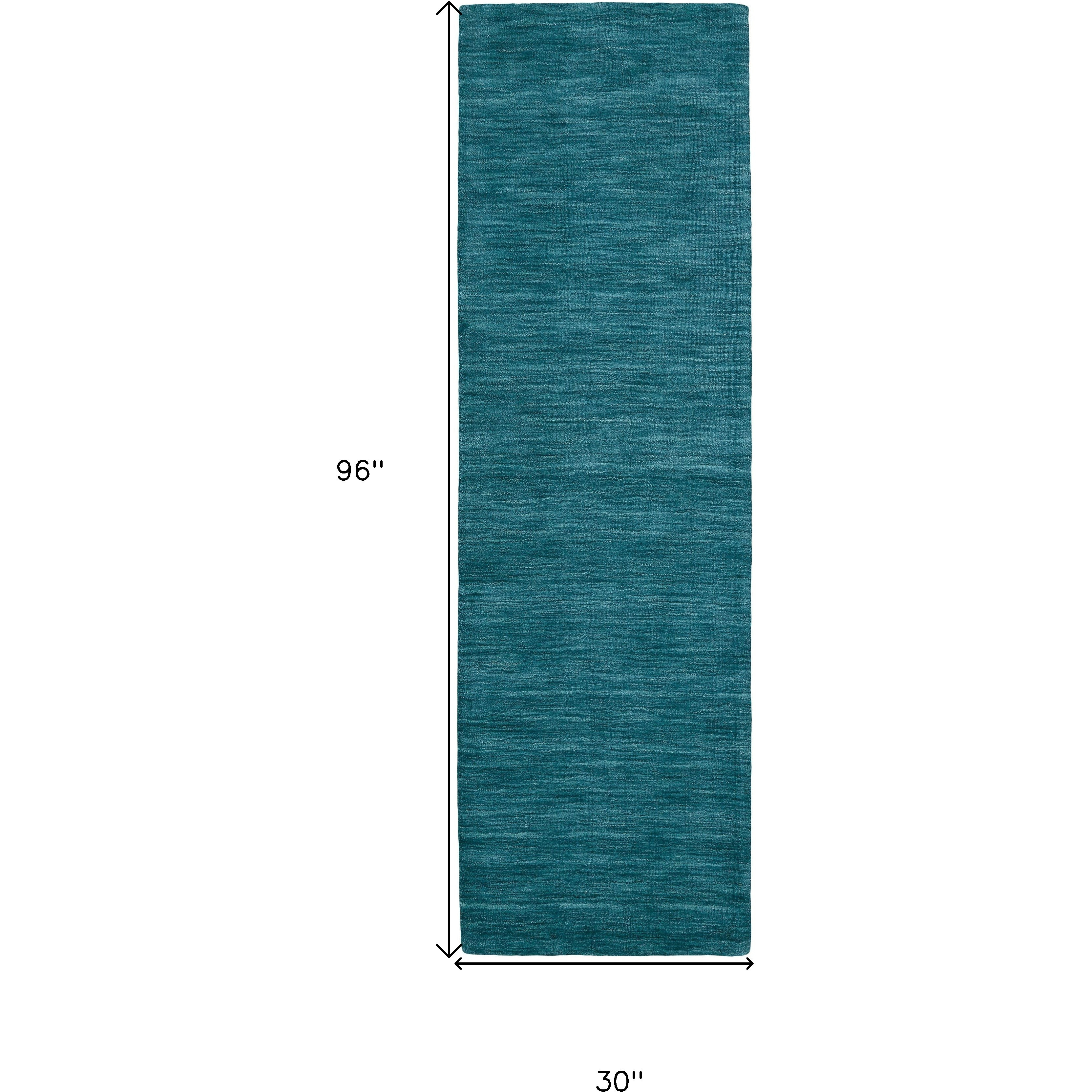 8' Runner Blue and Green Hand Woven Runner Rug