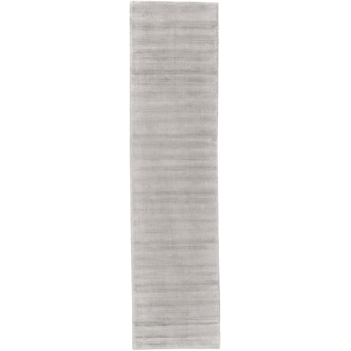 10' Gray and Silver Hand Woven Runner Rug