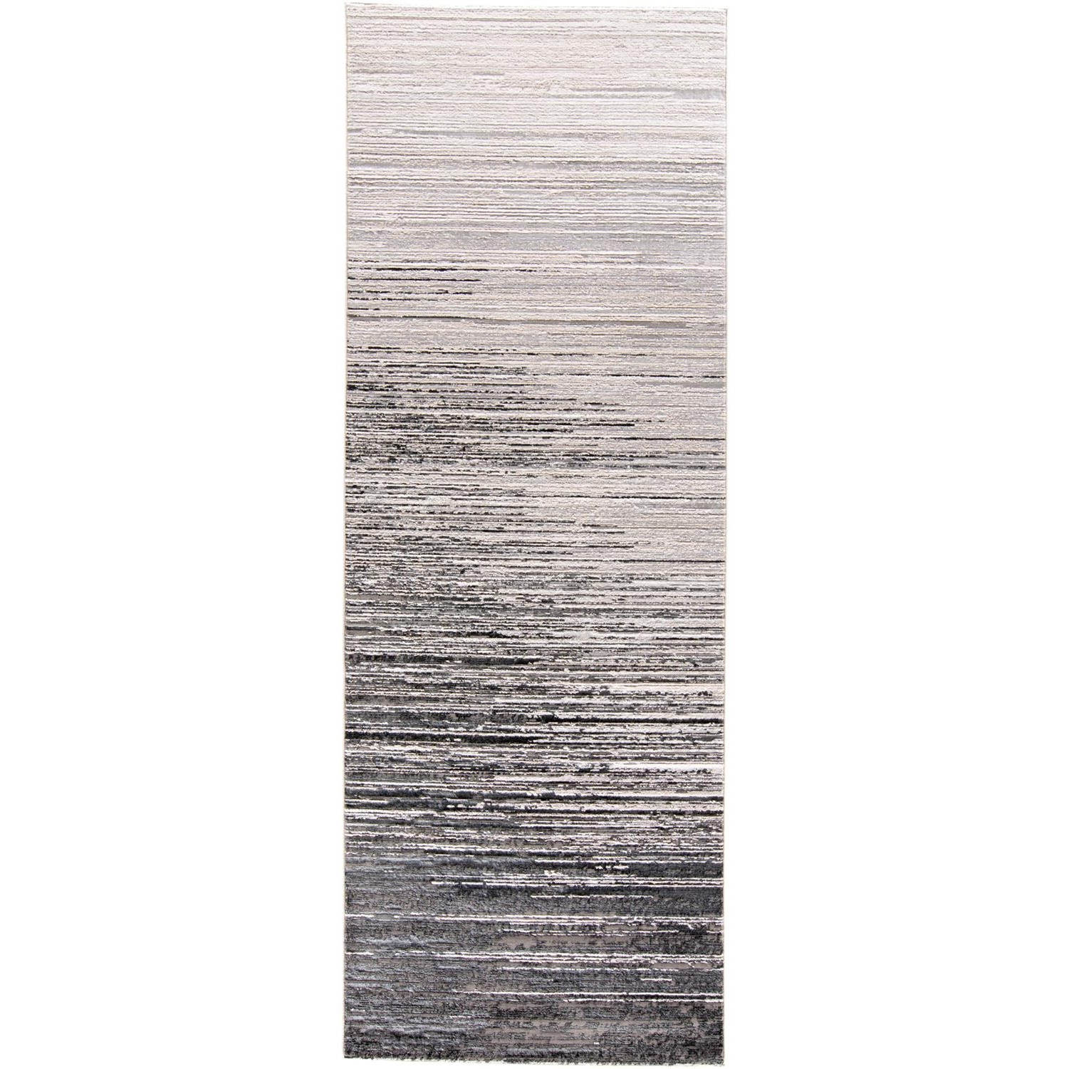 8' Runner Black Silver and Gray Abstract Runner Rug