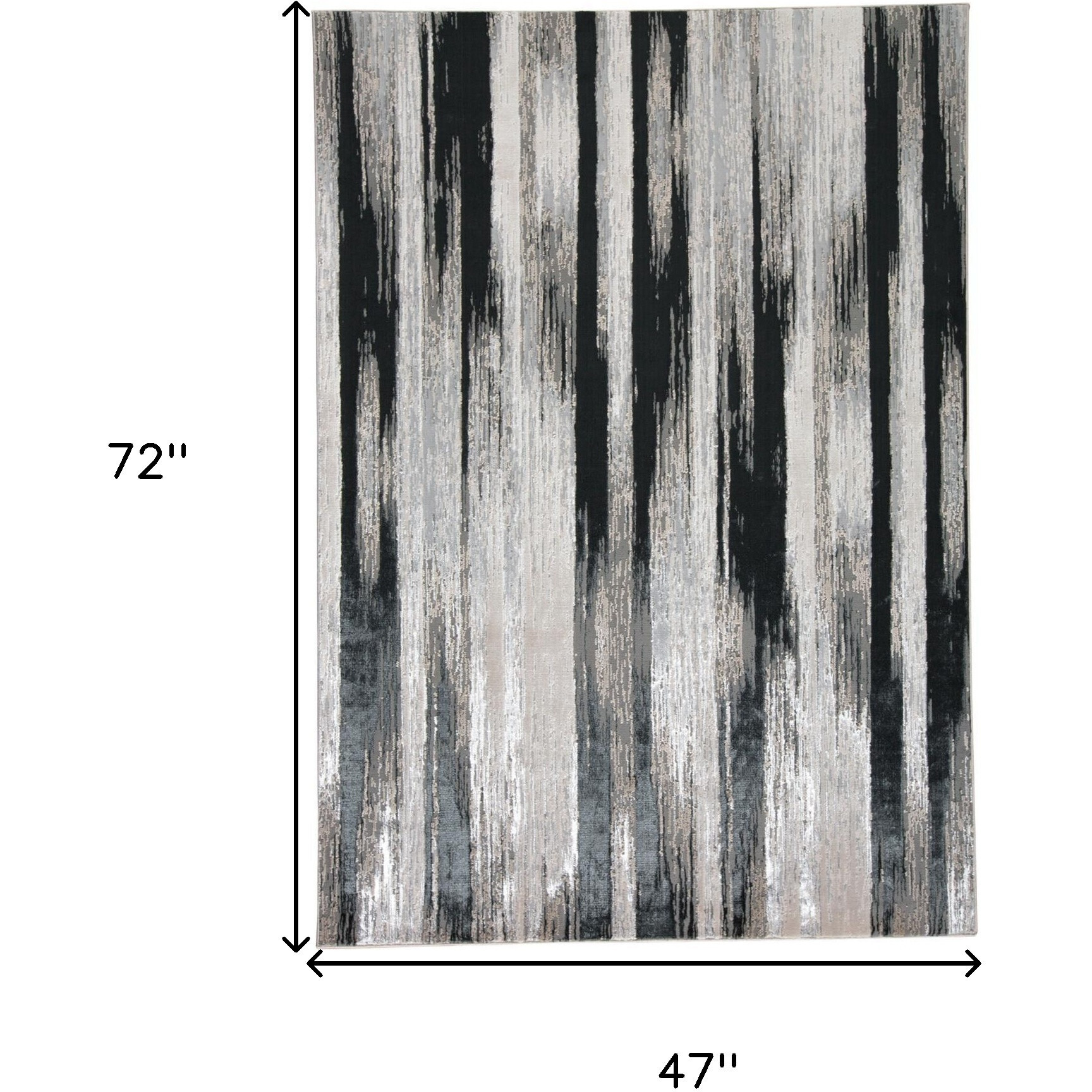 4' X 6' Black Silver and Gray Abstract Power Loom Area Rug