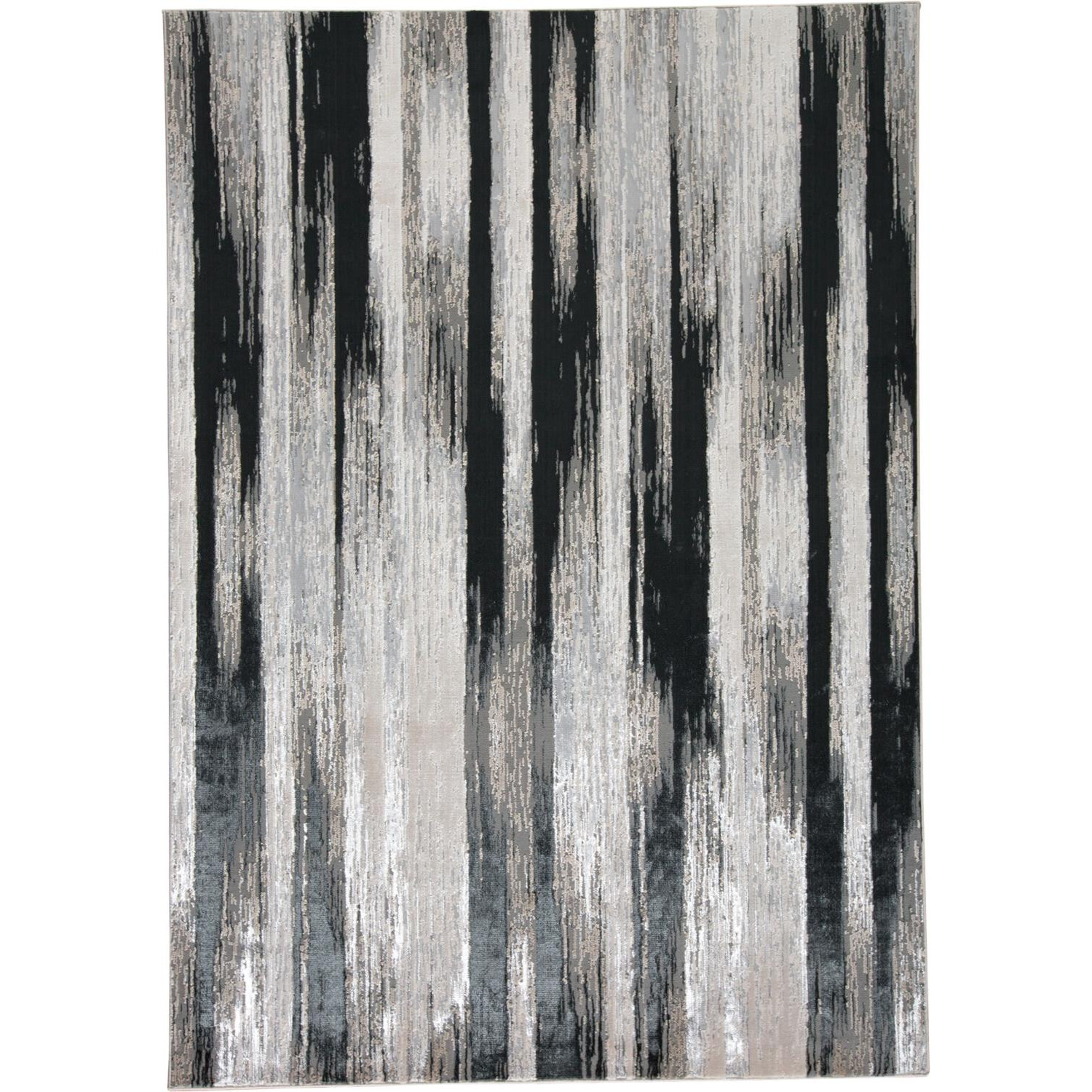 4' X 6' Black Silver and Gray Abstract Power Loom Area Rug