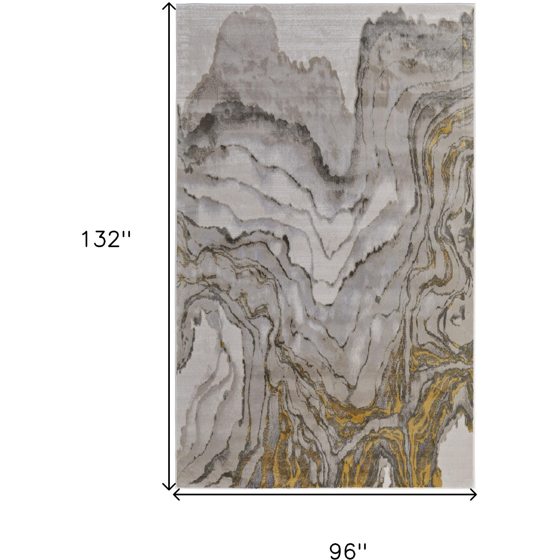 8' X 11' Gold and Ivory Abstract Area Rug