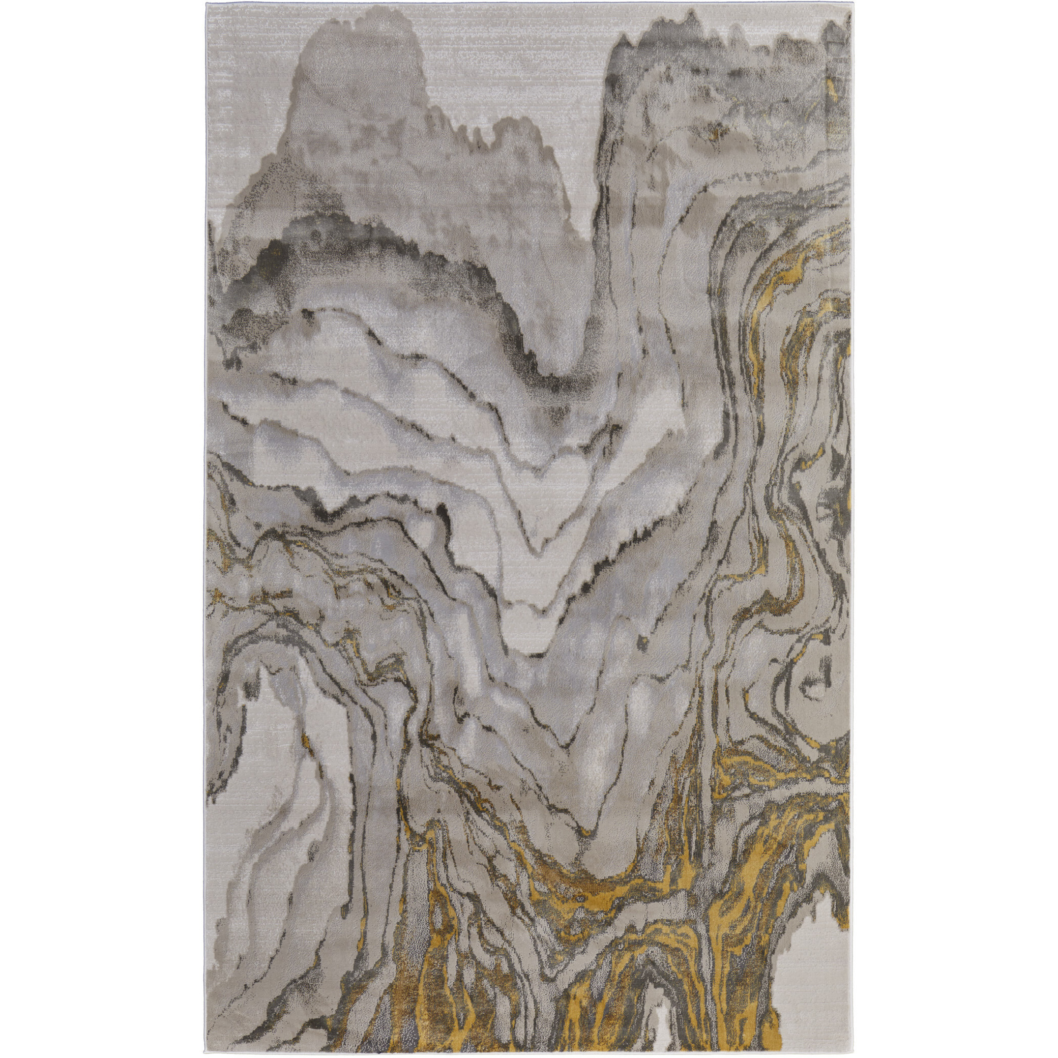 8' X 11' Gold and Ivory Abstract Area Rug