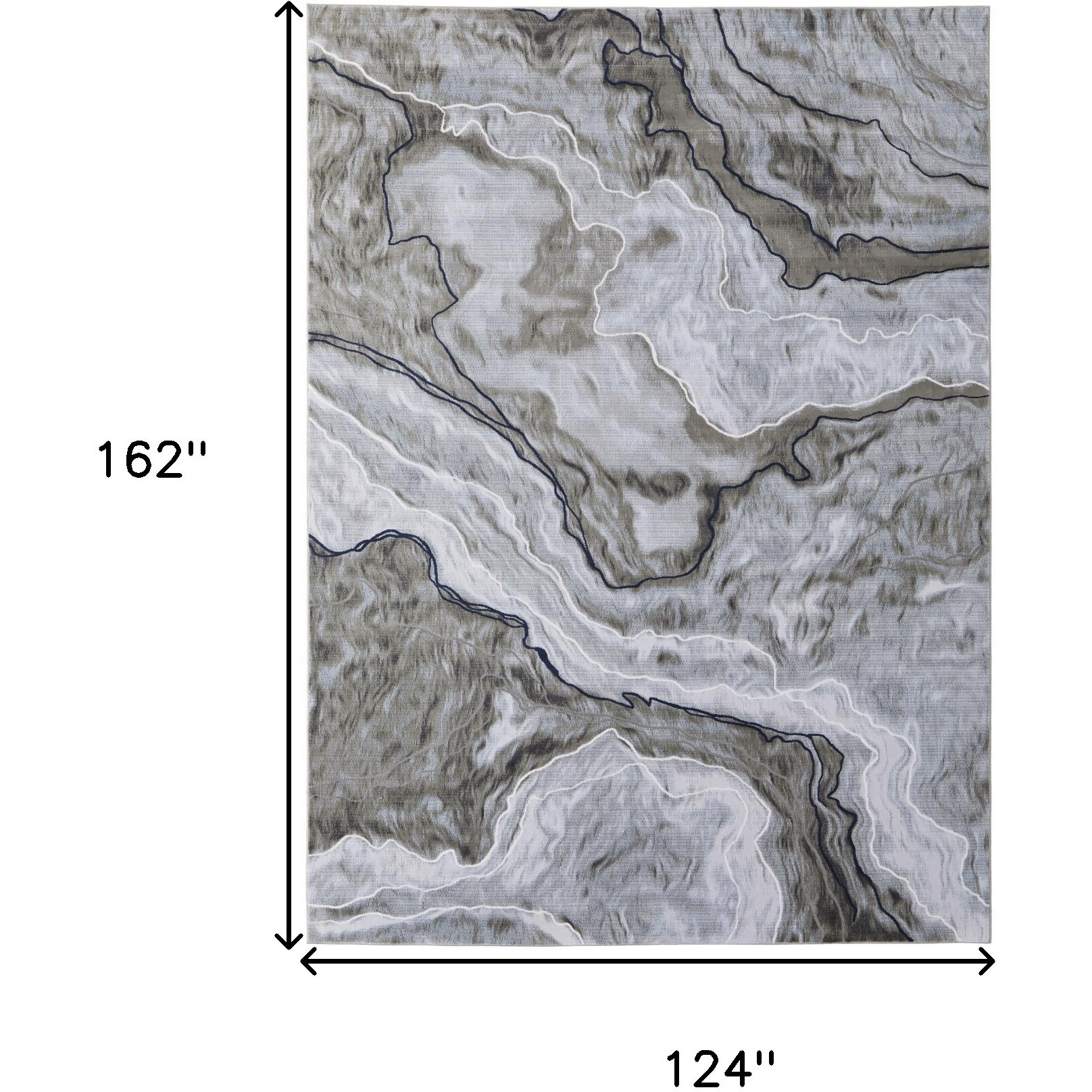 10' X 14' Ivory Blue and Gray Abstract Power Loom Area Rug
