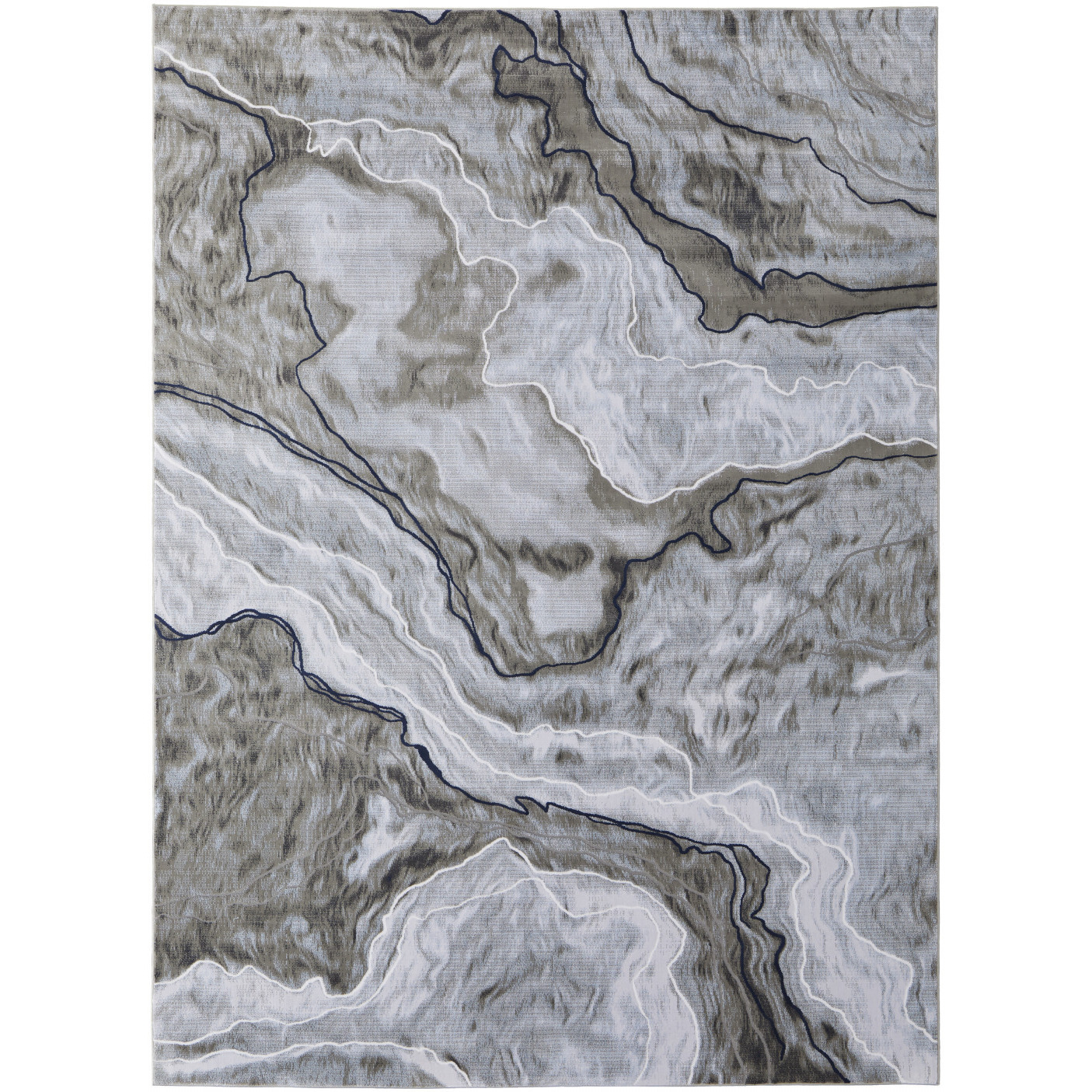 10' X 14' Ivory Blue and Gray Abstract Power Loom Area Rug