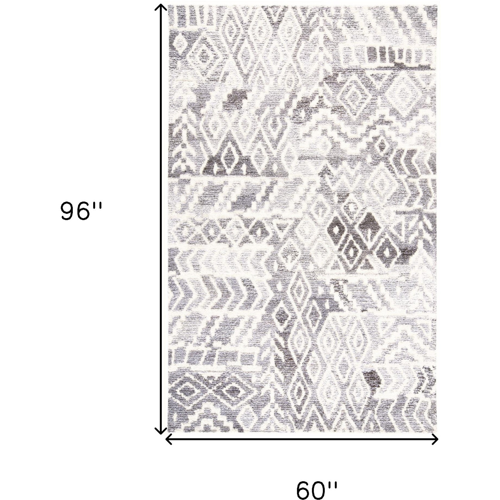 5' X 8' Gray and White Wool Abstract Geometric Hand Tufted Area Rug