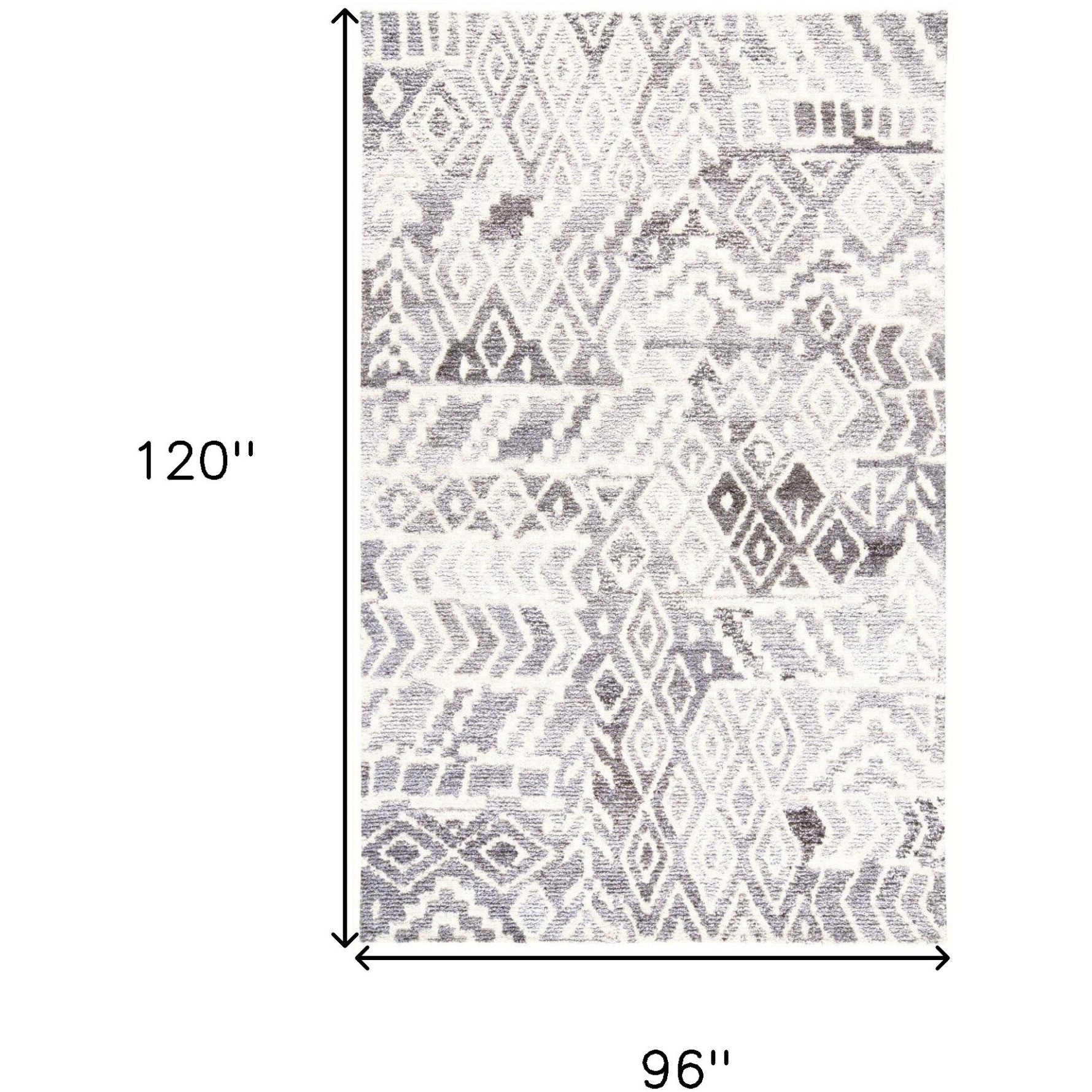 8' X 10' Gray and White Wool Abstract Geometric Hand Tufted Area Rug