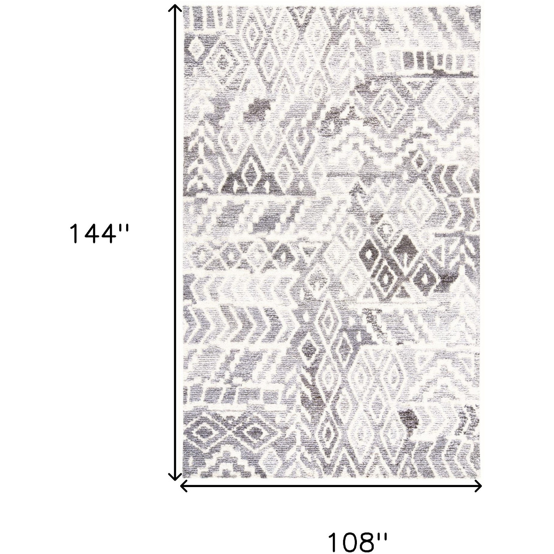 9' X 12' Gray and White Wool Abstract Geometric Hand Tufted Area Rug