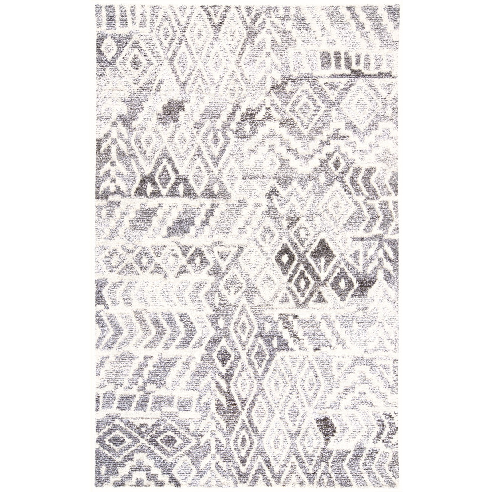 9' X 12' Gray and White Wool Abstract Geometric Hand Tufted Area Rug