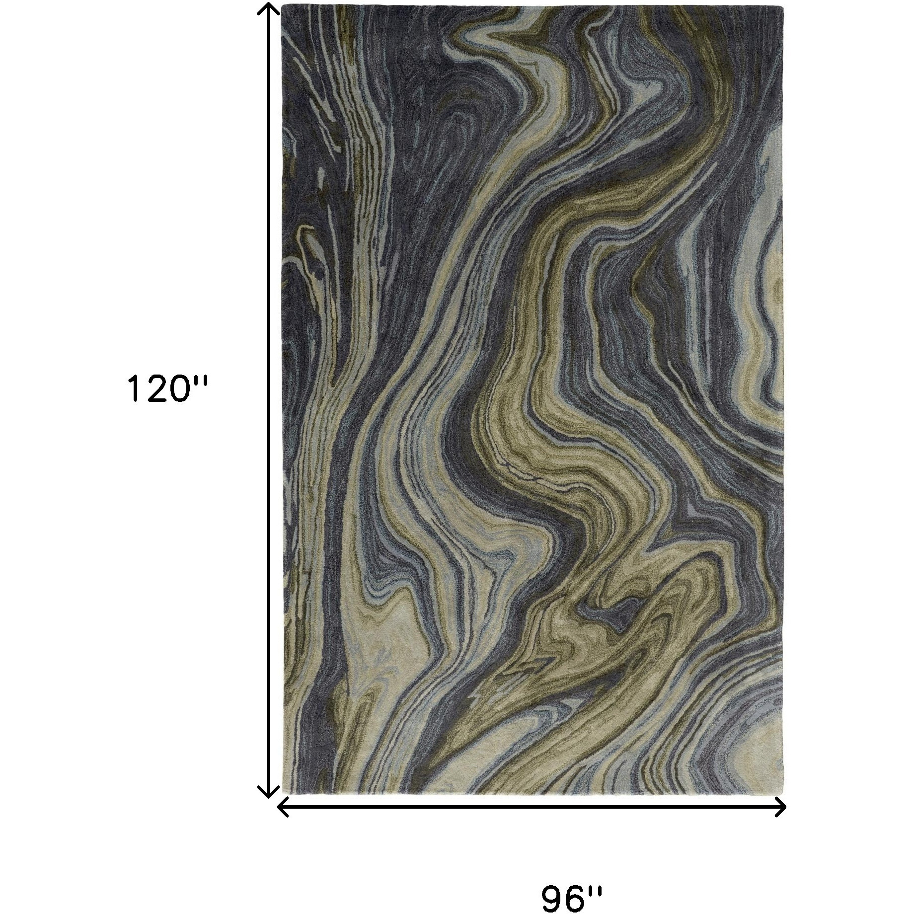8' X 10' Blue and Green Abstract Hand Tufted Area Rug