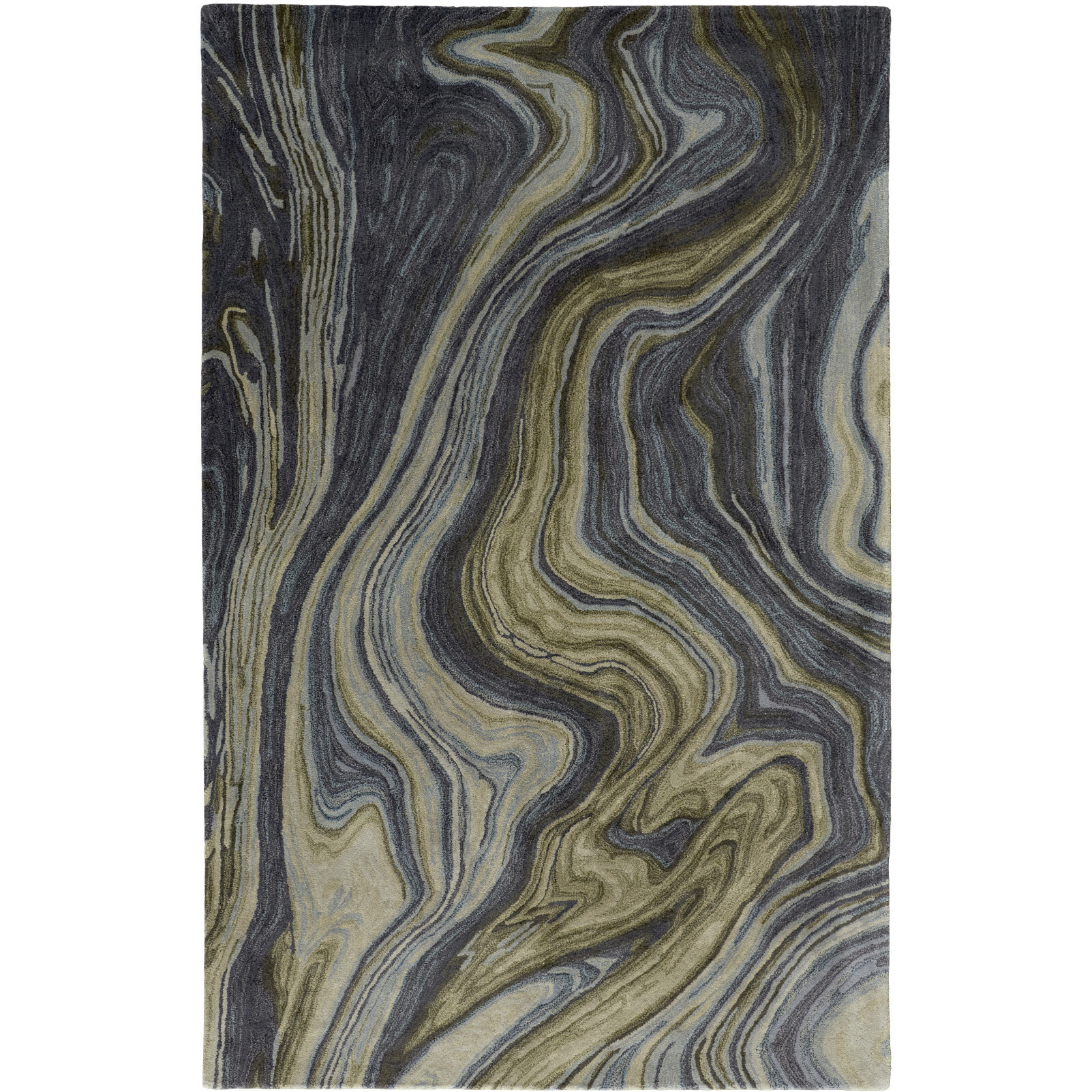 8' X 10' Blue and Green Abstract Hand Tufted Area Rug