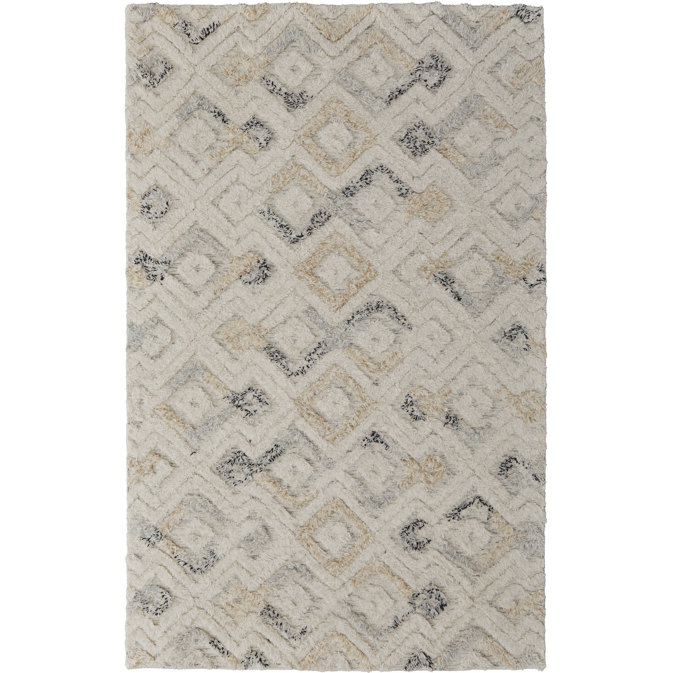 5' X 8' Gray and Ivory Geometric Hand Tufted Area Rug