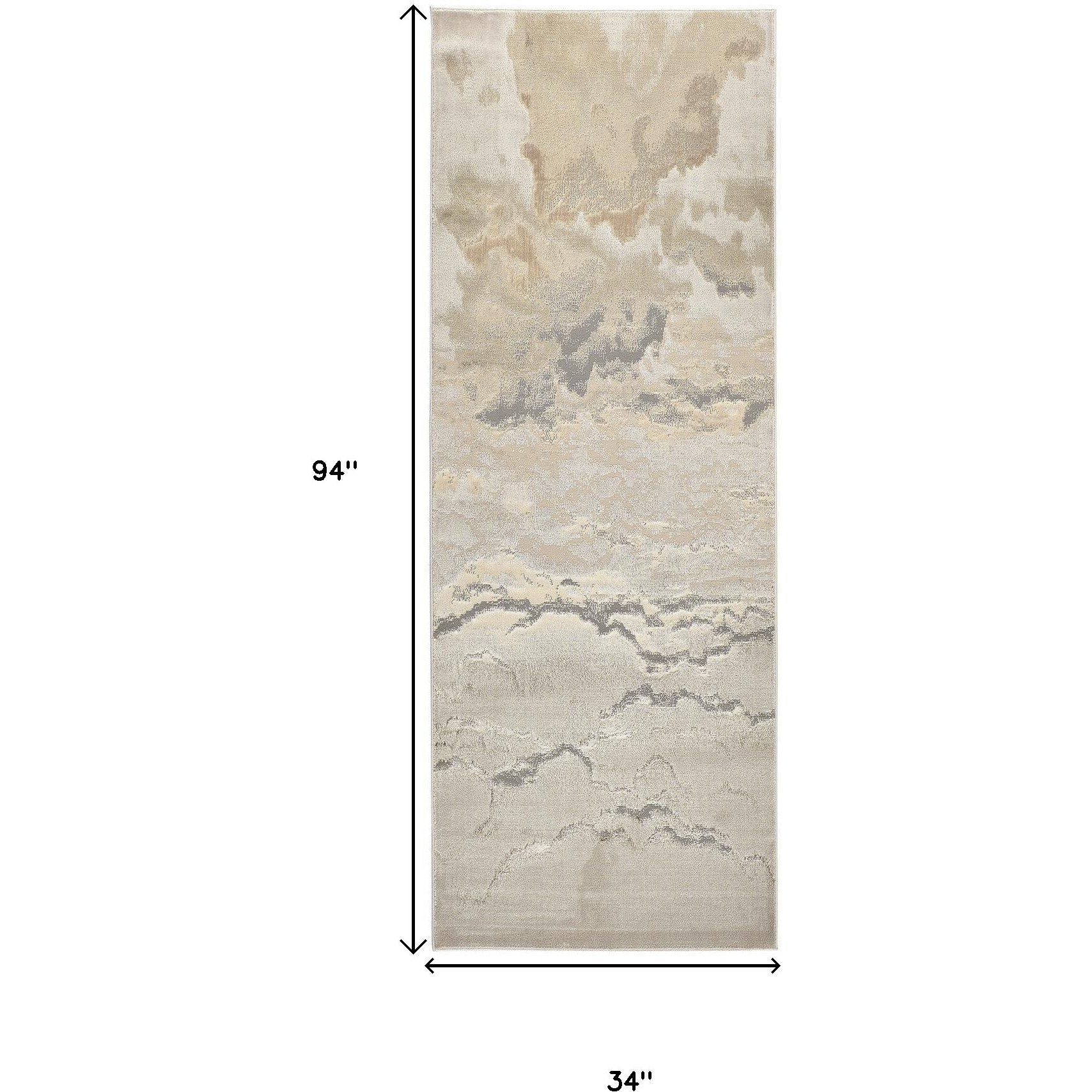 8' Brown and Ivory Abstract Power Loom Runner Rug