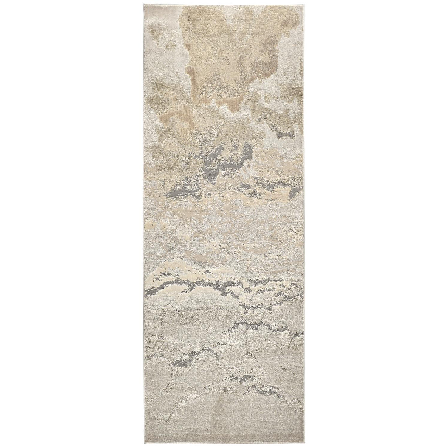 8' Brown and Ivory Abstract Power Loom Runner Rug