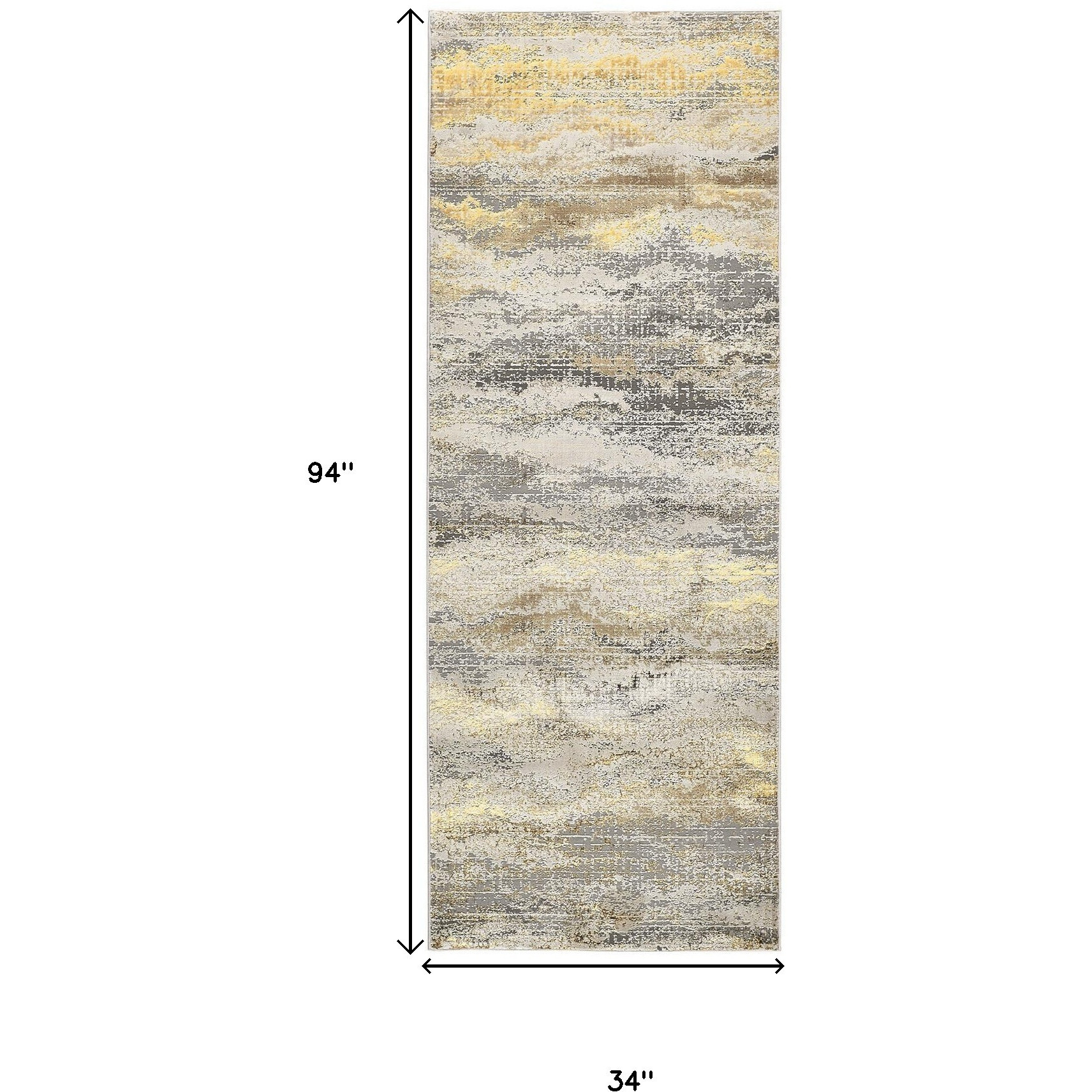 8' Gray and Ivory Abstract Power Loom Runner Rug