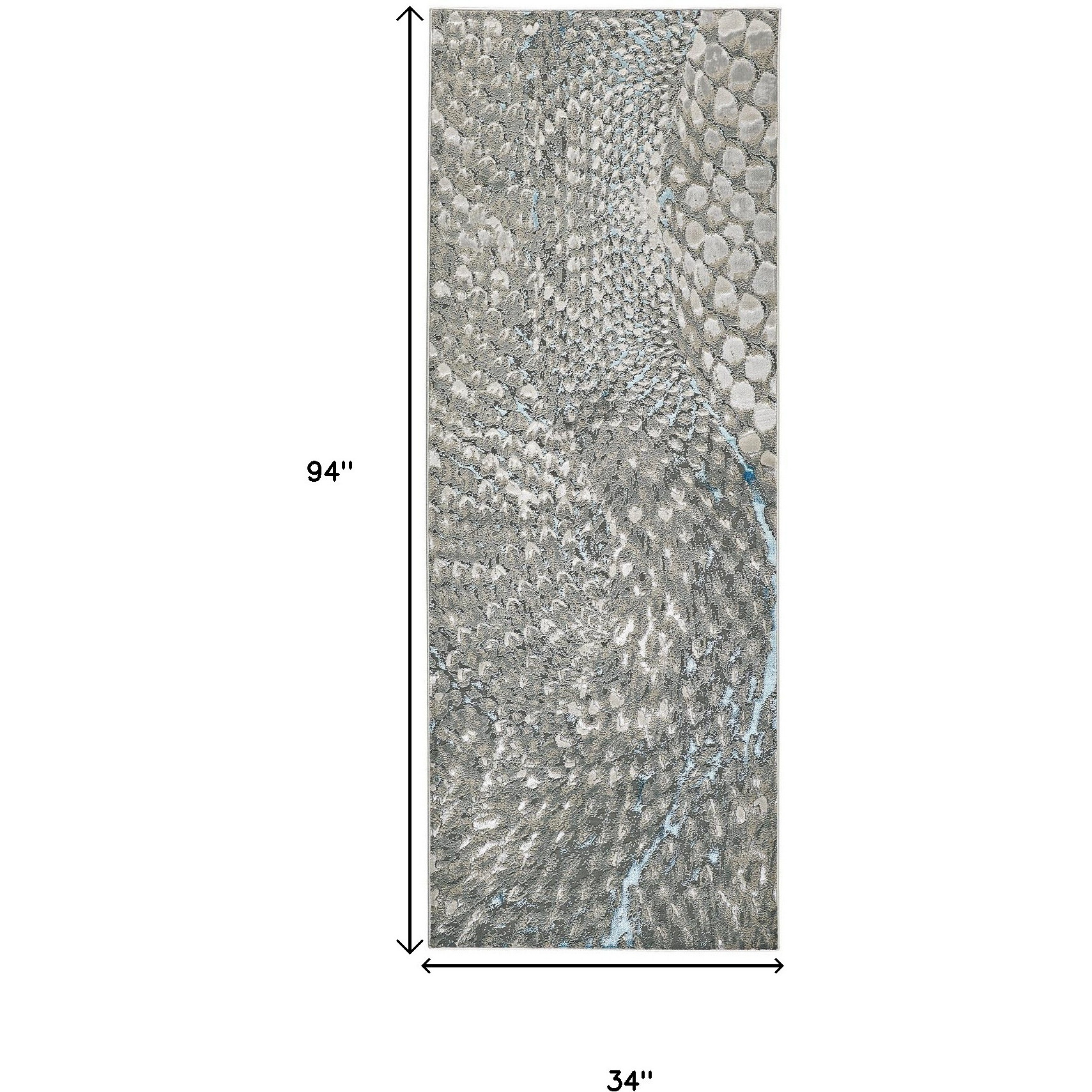 8' Blue and Gray Abstract Power Loom Runner Rug