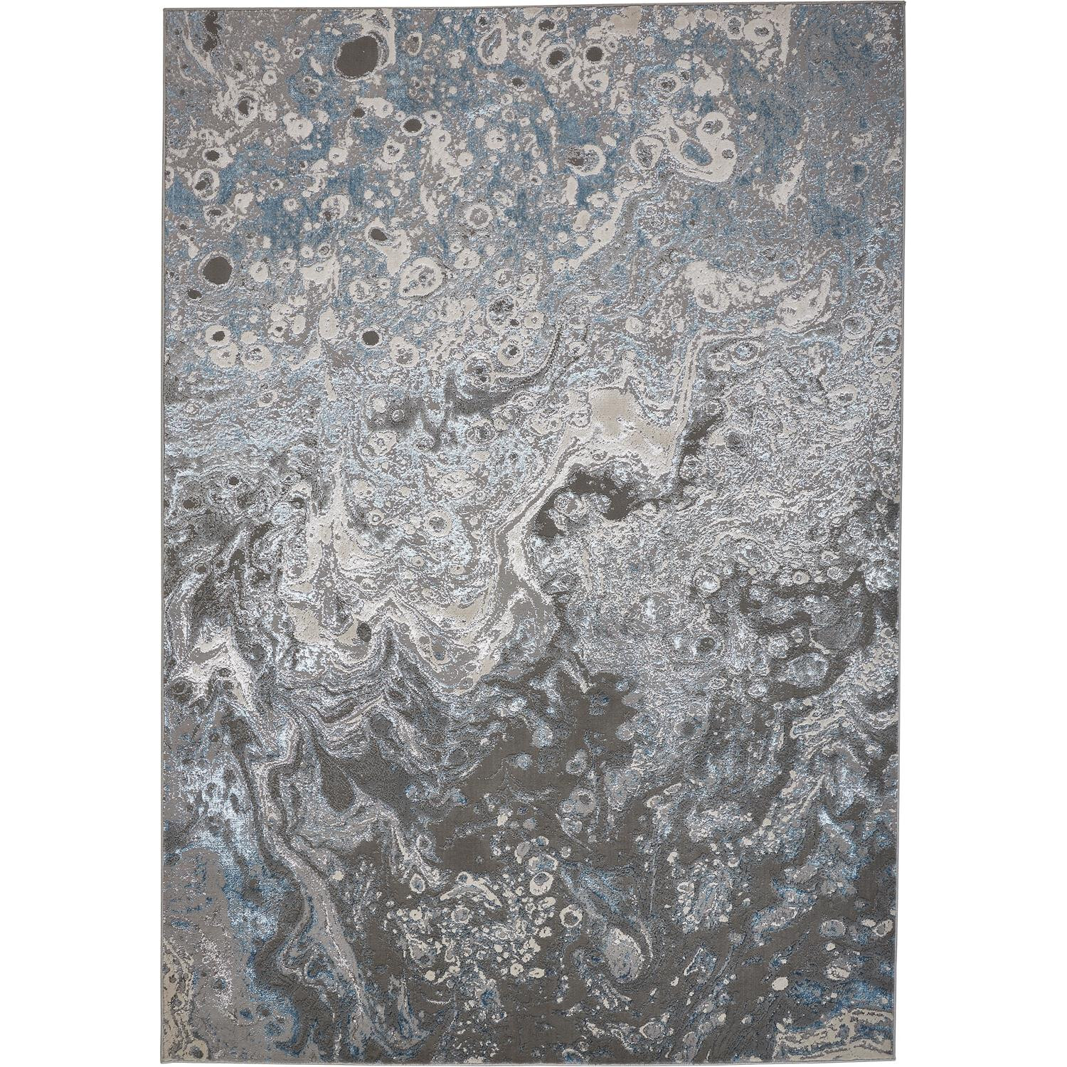 9' X 12' Blue and Gray Abstract Power Loom Area Rug